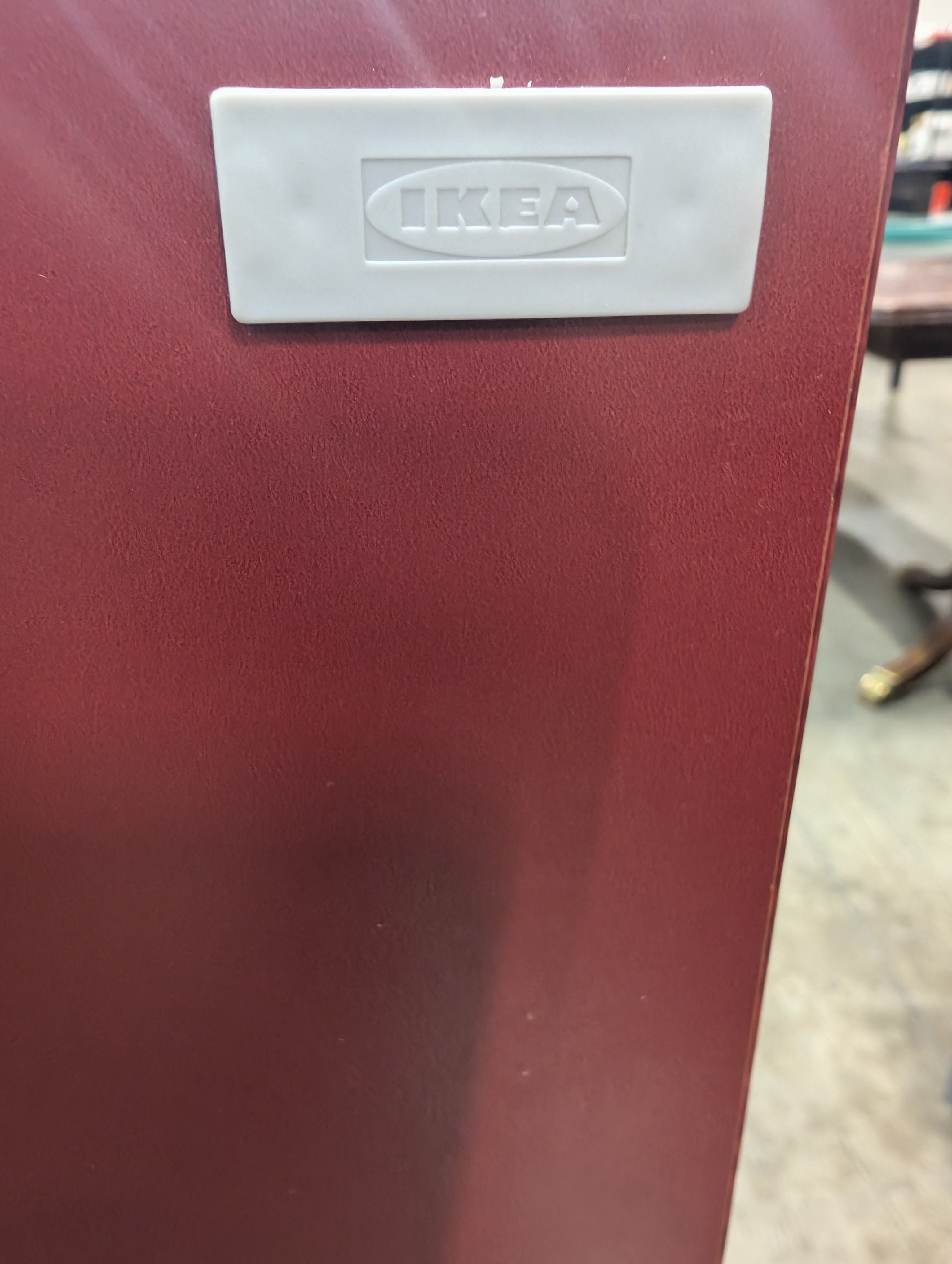 Ikea Two-Tone Wood and Red Accent Cabinet with Drawers