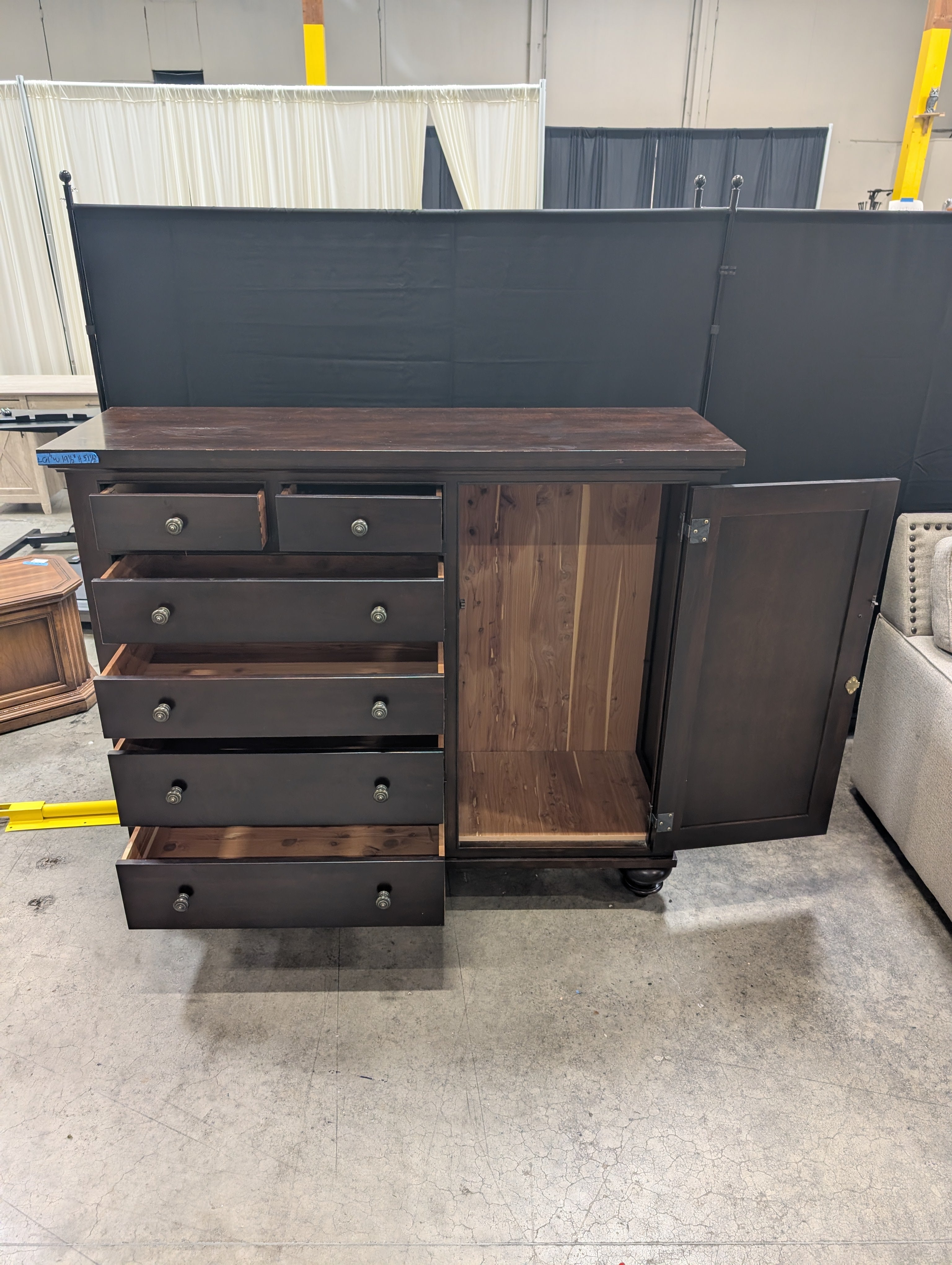 Restoration Hardware Dark Espresso Wood Dresser with Side Cabinet