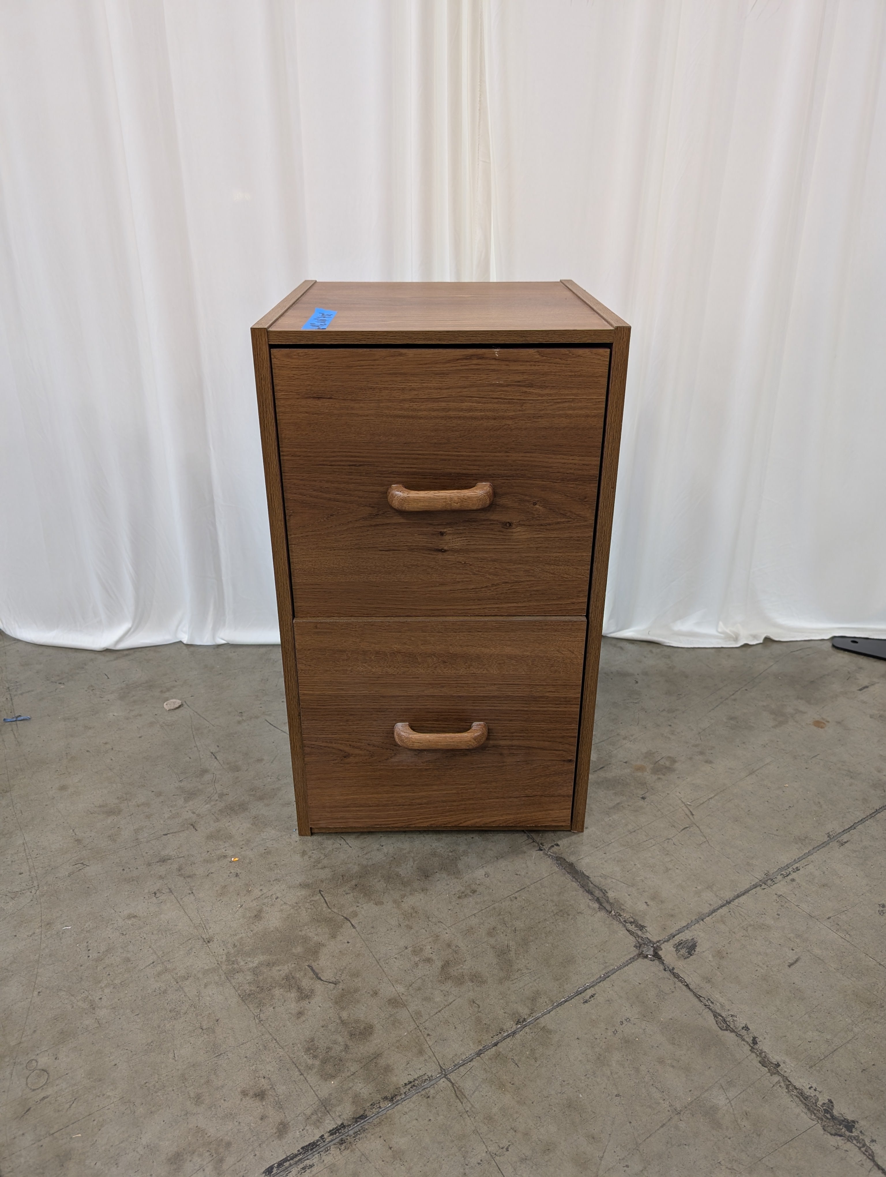 Compact Two-Drawer Wood Storage Cabinet Nightstand