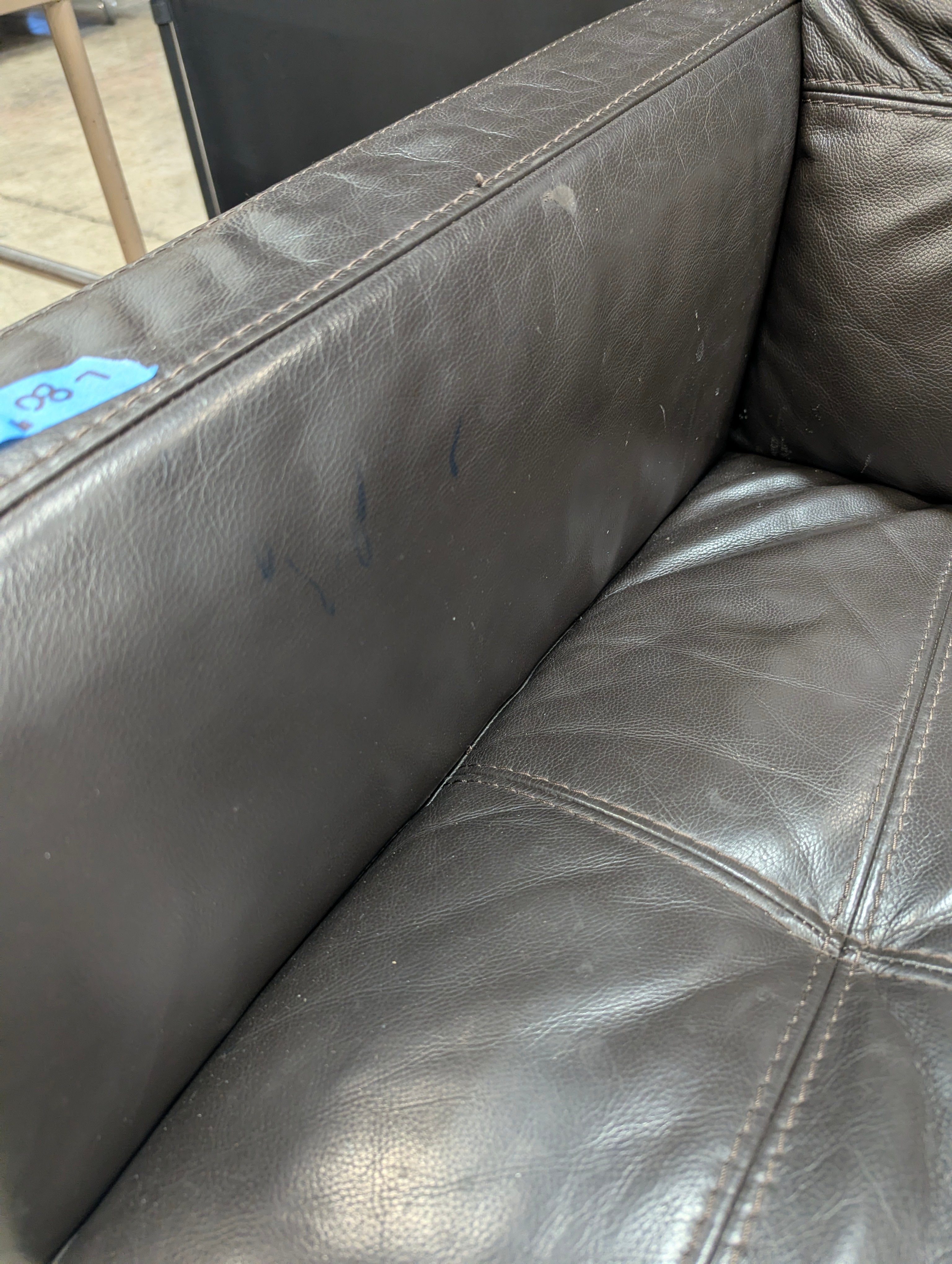 Contemporary Dark Brown Leather Two-Seater Sofa