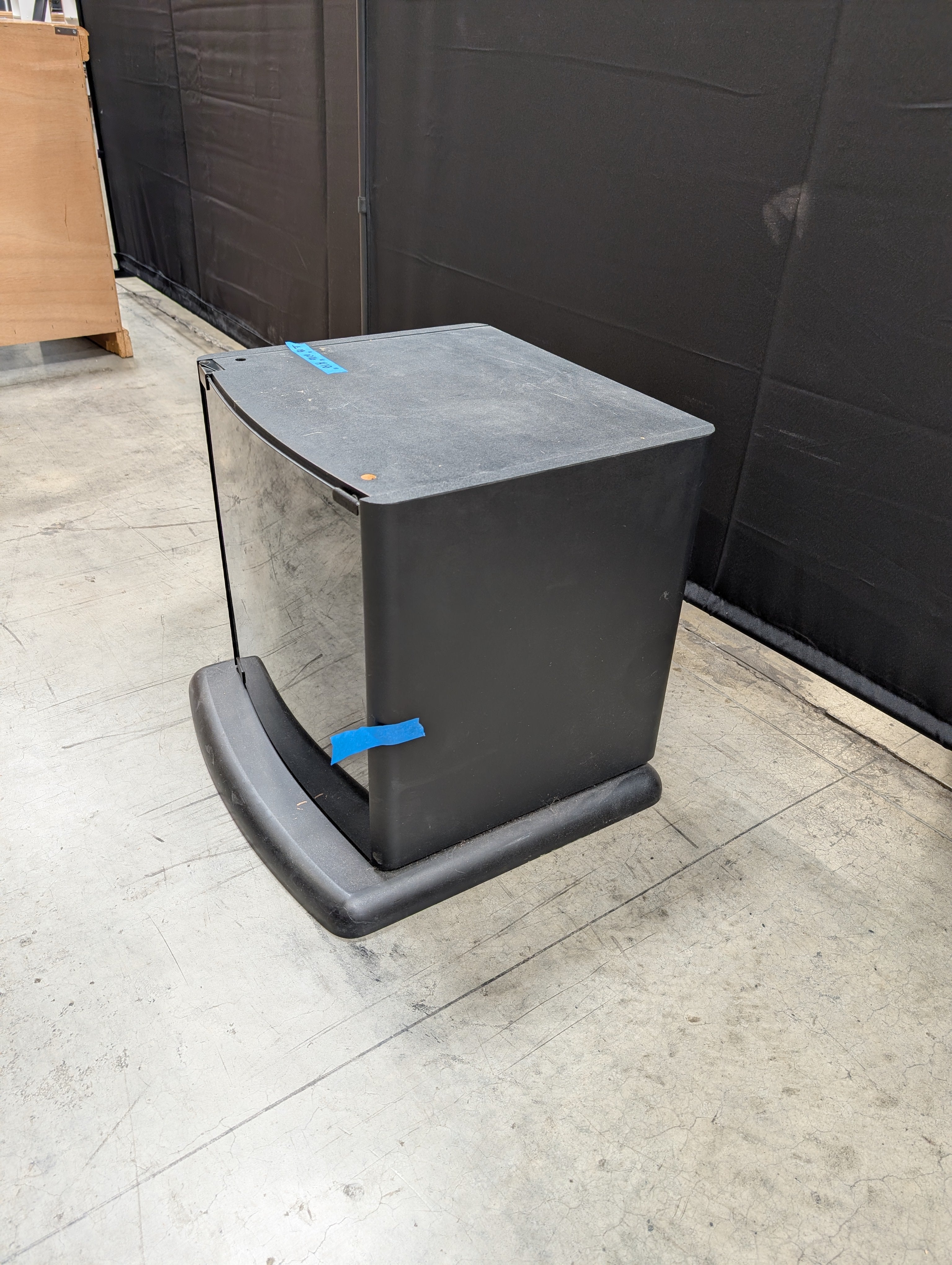 RCA Compact Black TV Stand with Glass Door and Shelves