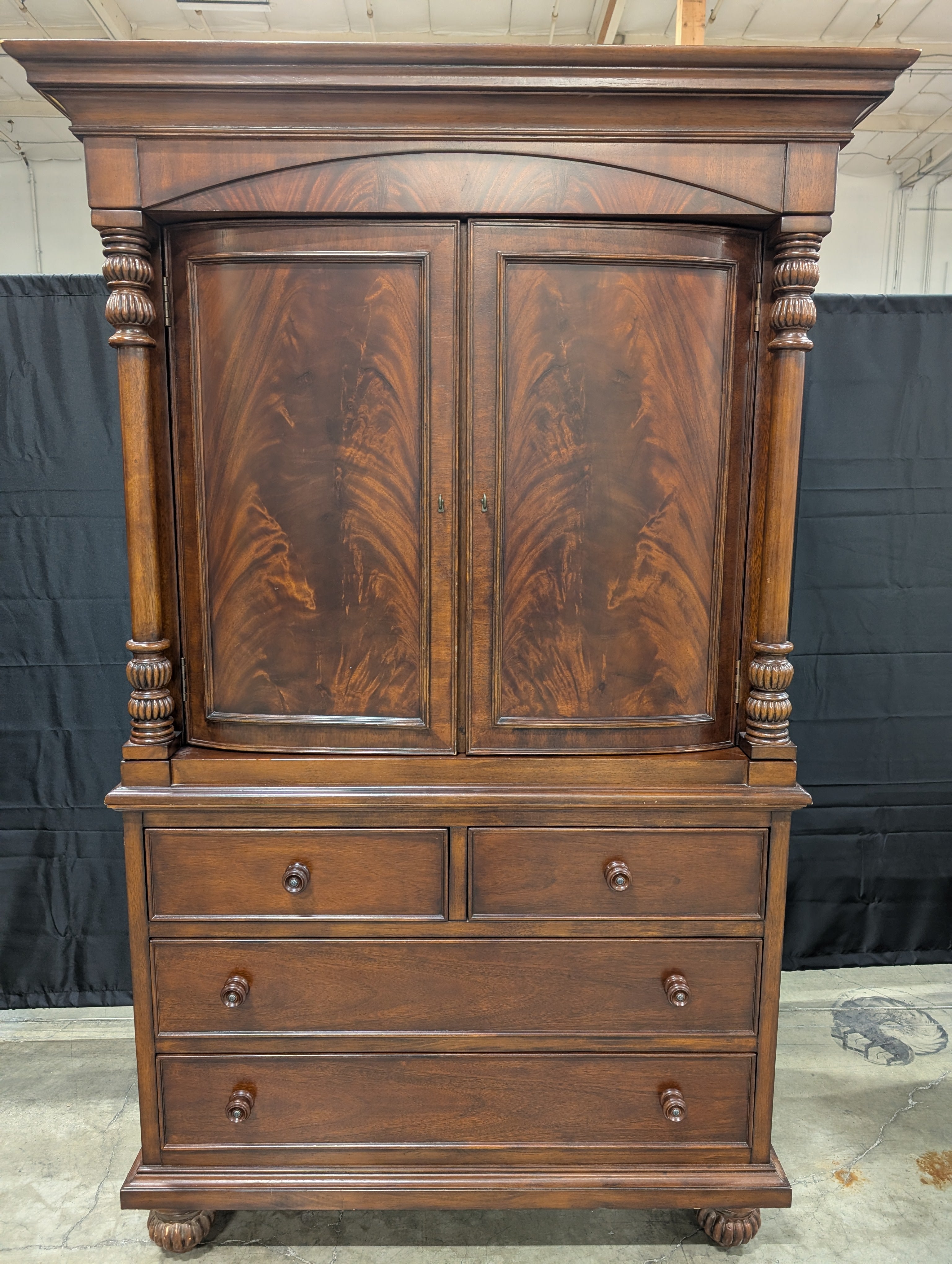 Traditional Dark Hardwood Armoire Dresser Combo