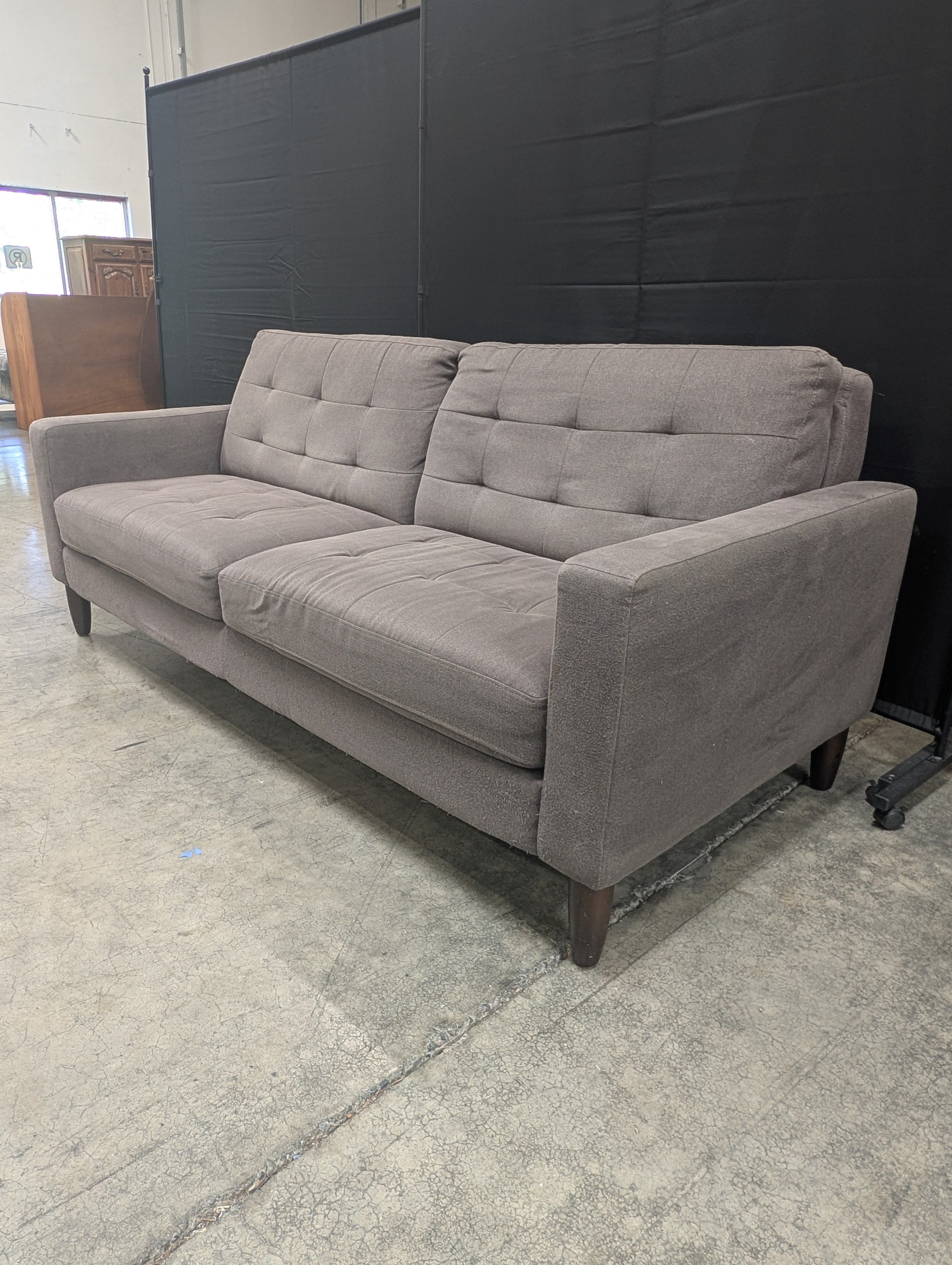 Grey Tufted Fabric Couch