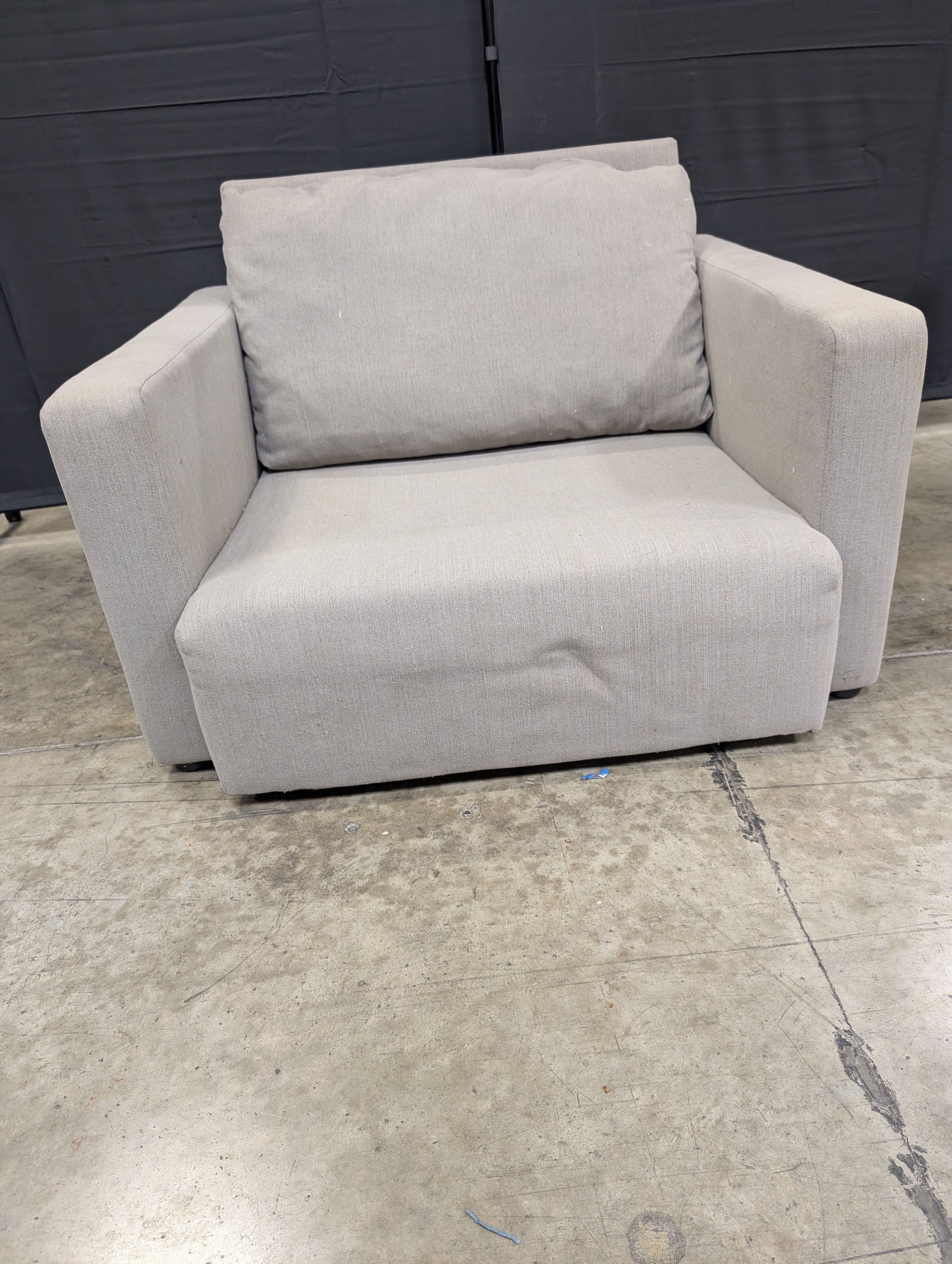 Modern Upholstered Accent Chair, Neutral Grey Fabric Armchair, Contemporary Single Seater Sofa