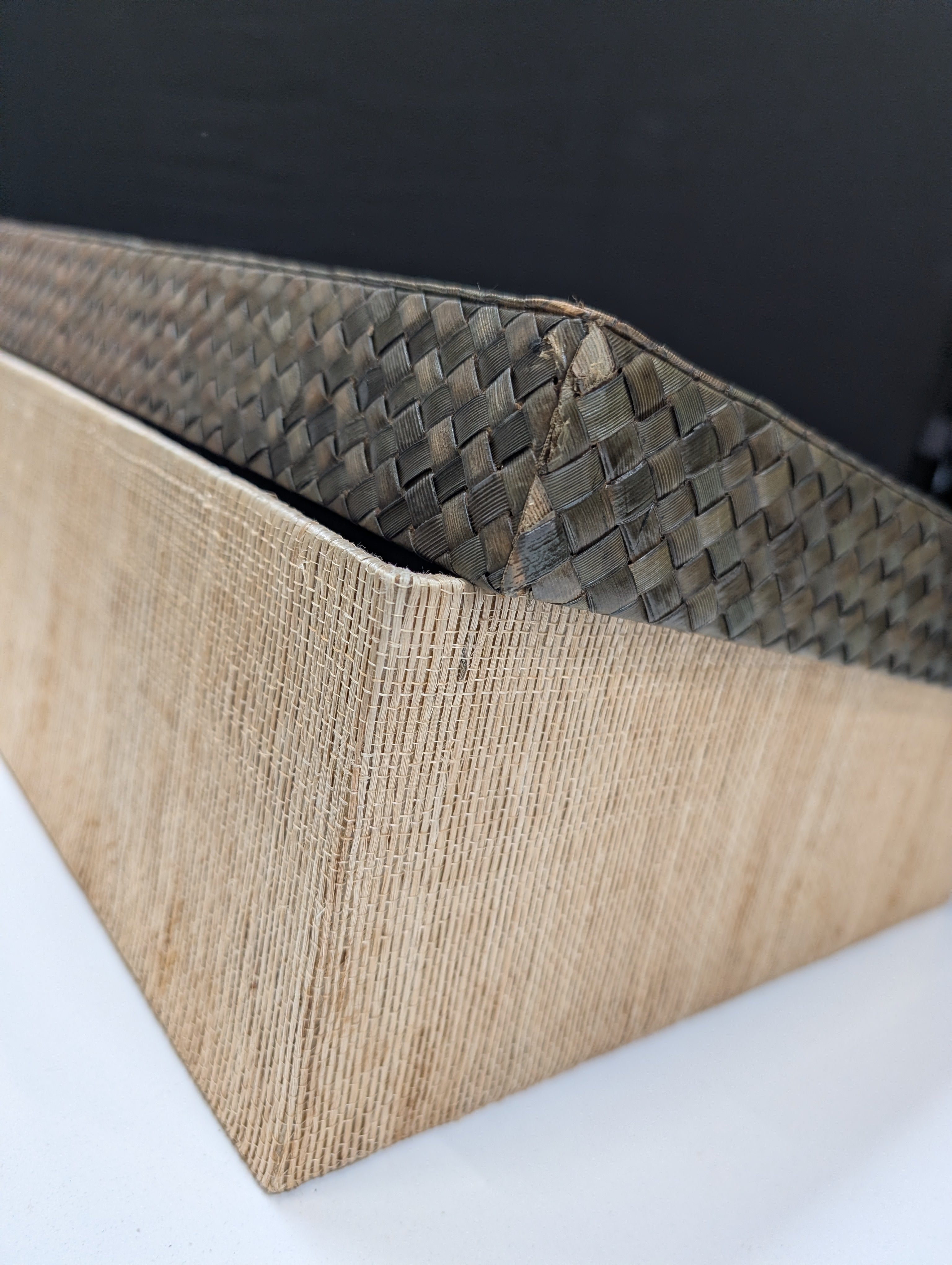Woven Natural Fiber Storage Box with Hinged Lid