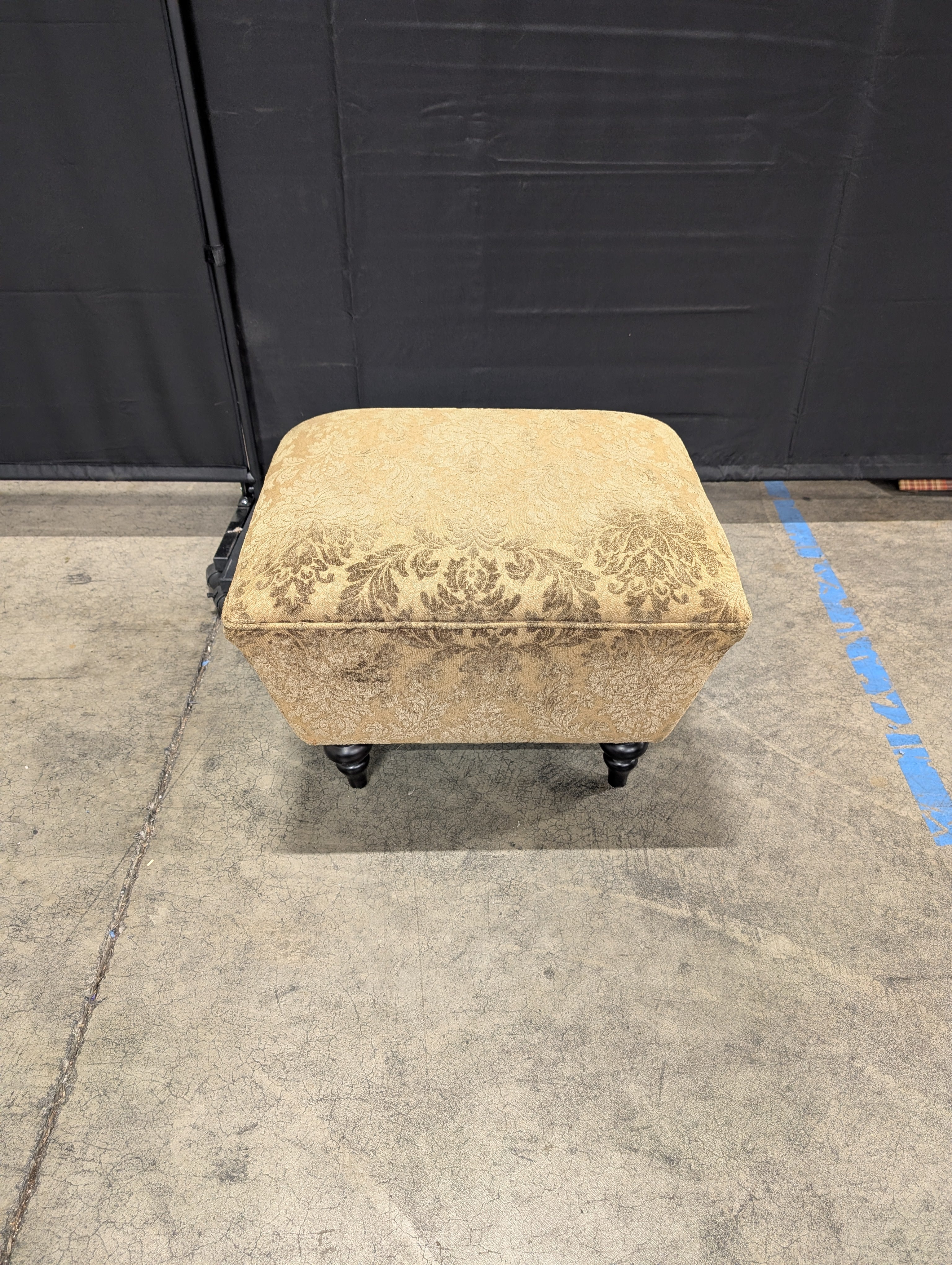 Pier 1 Imports Patterned Upholstered Ottoman with Tapered Feet