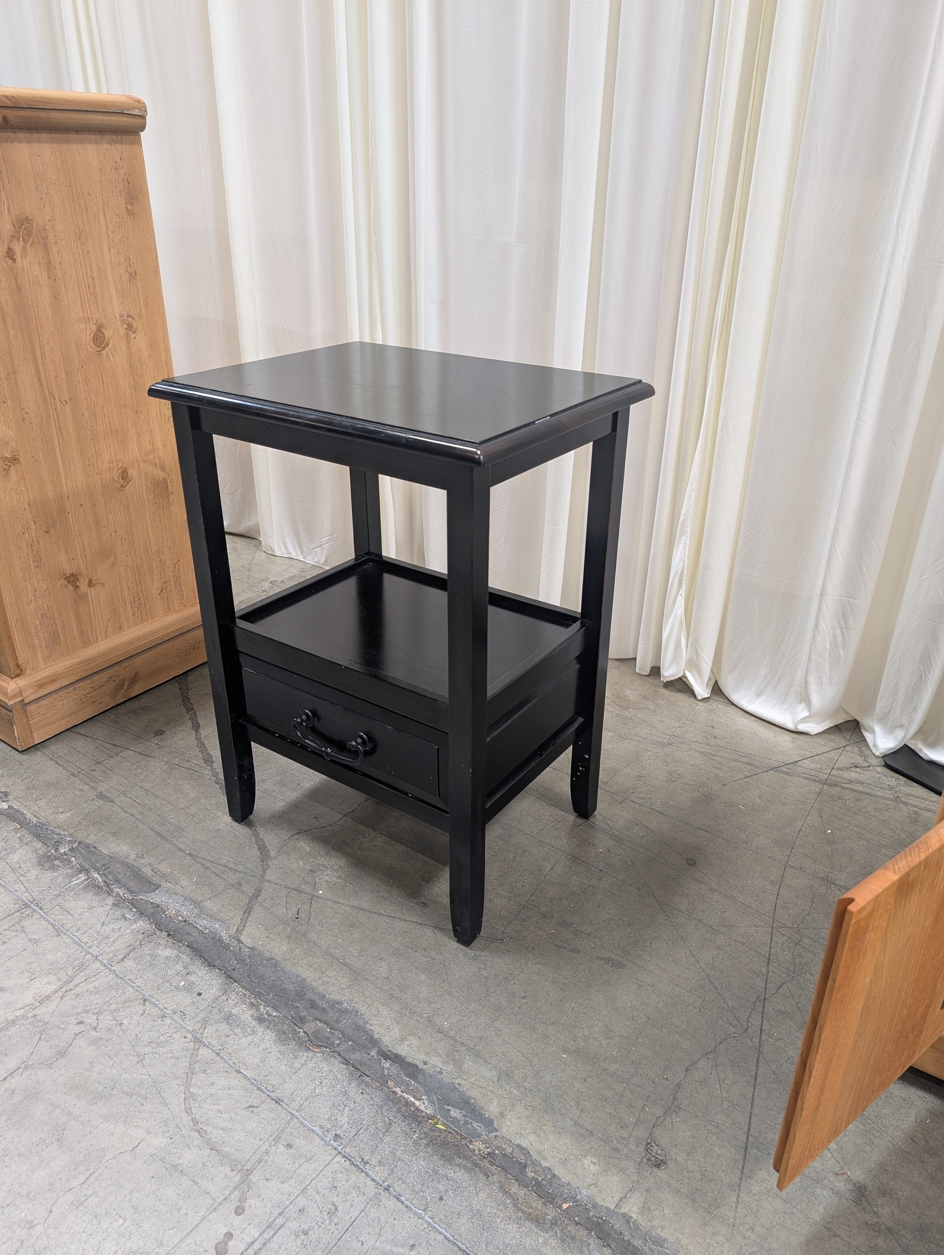 Dark Brown Wooden End Table with Lower Shelf