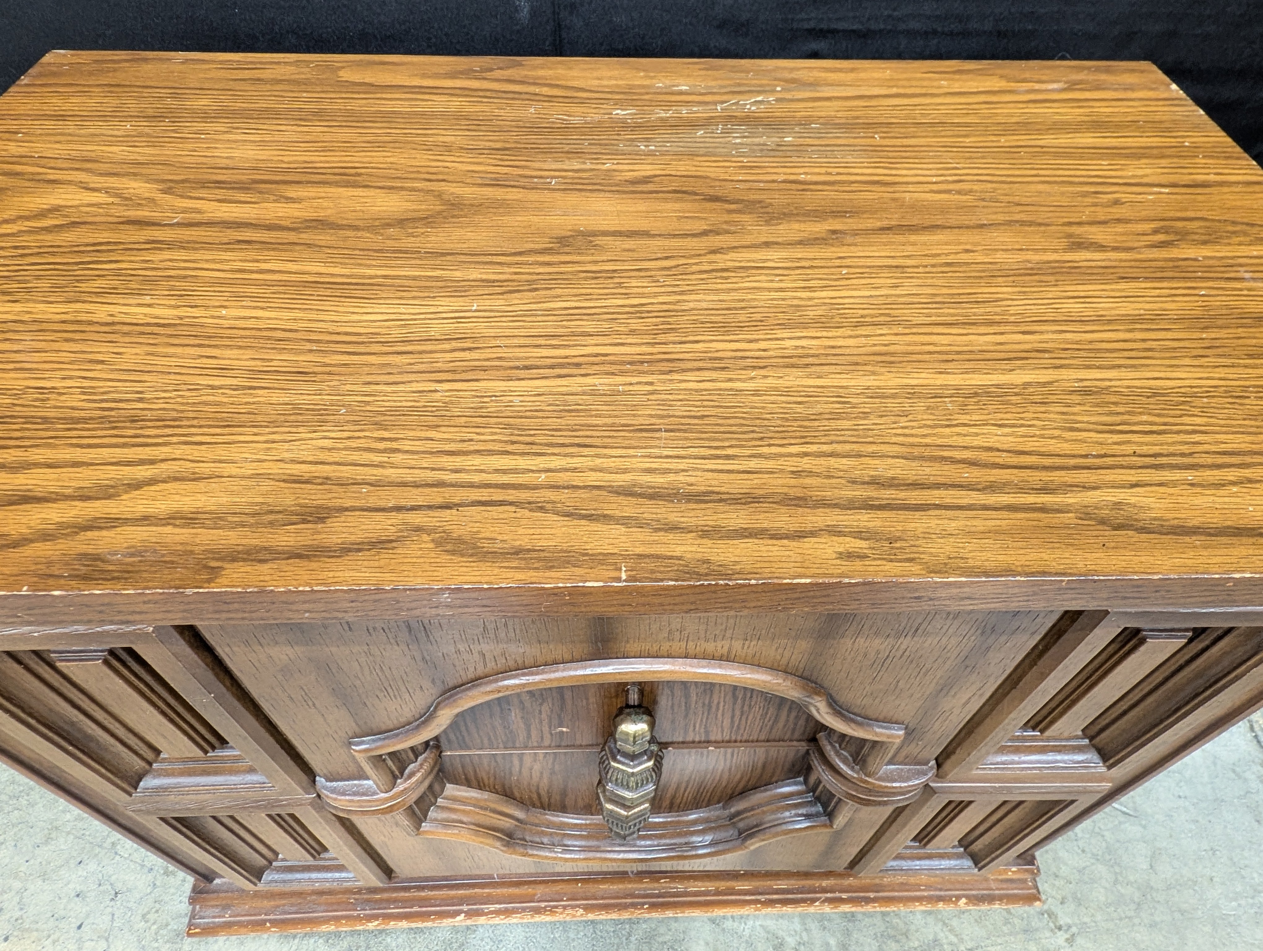 Vintage Style Dark Wood Two Drawer Nightstand