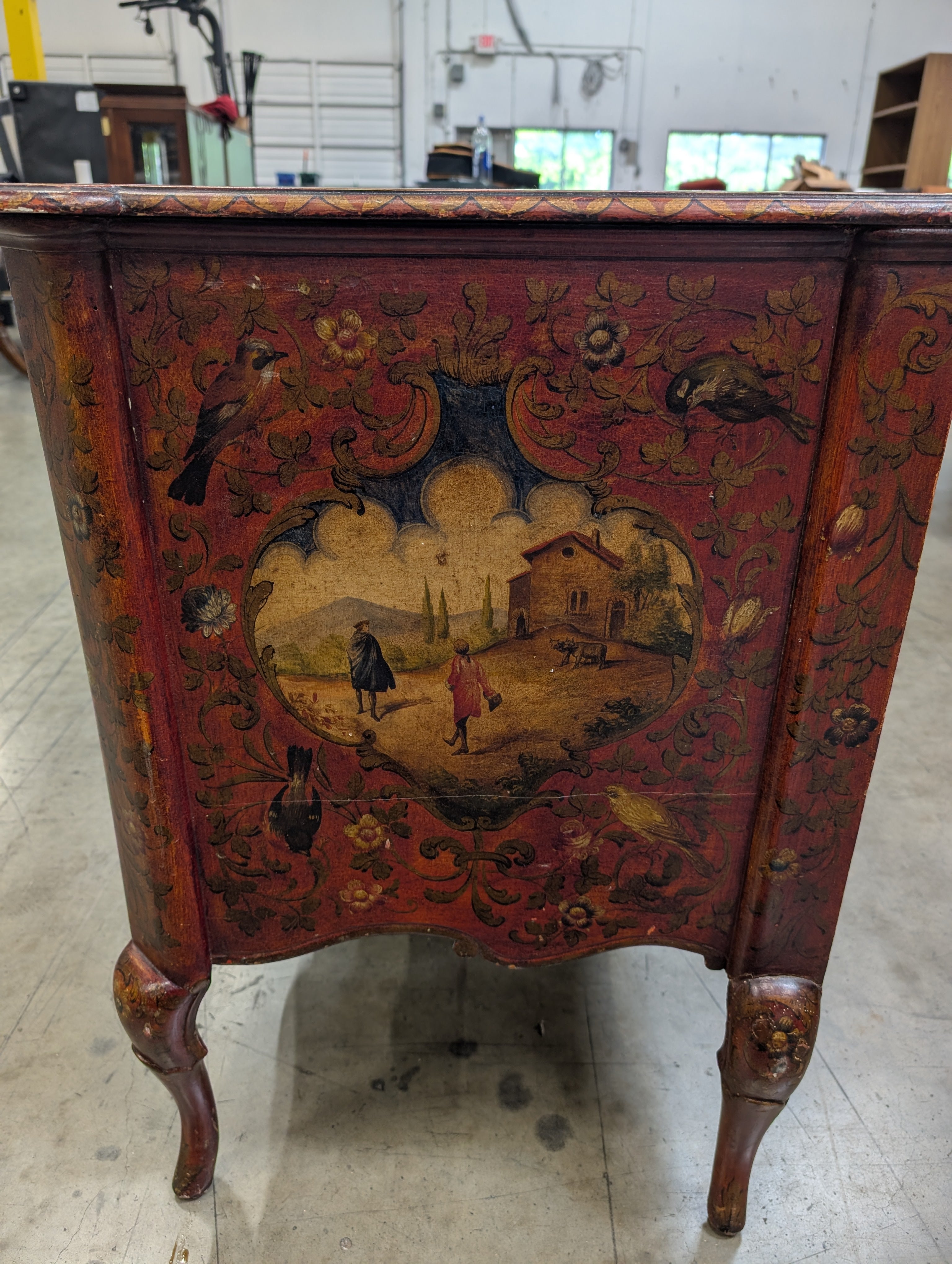 Decorative Hand-Painted Wooden Three-Drawer Commode
