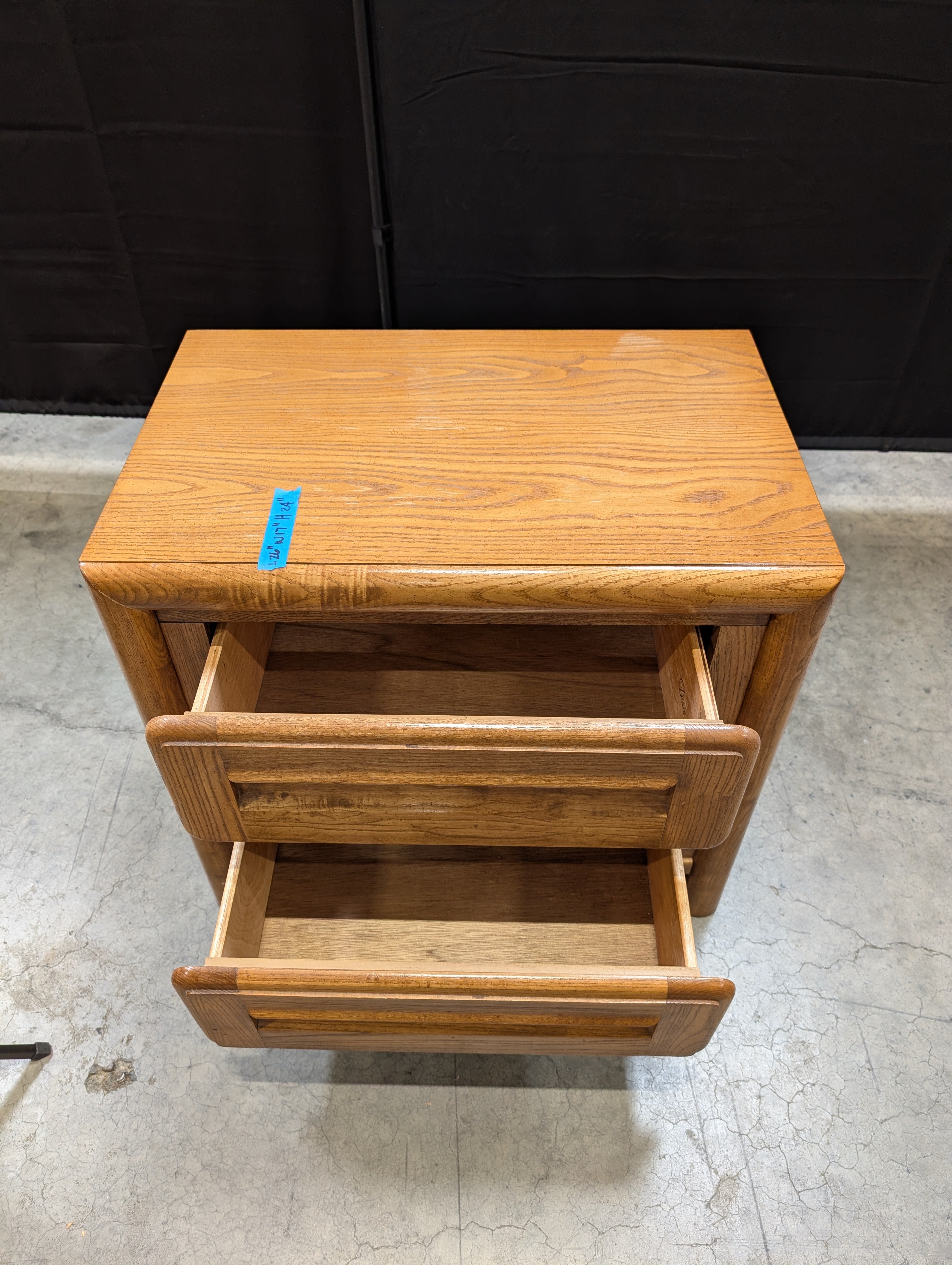 Oak Finish Dixie Two-Drawer Nightstand Bedside Table