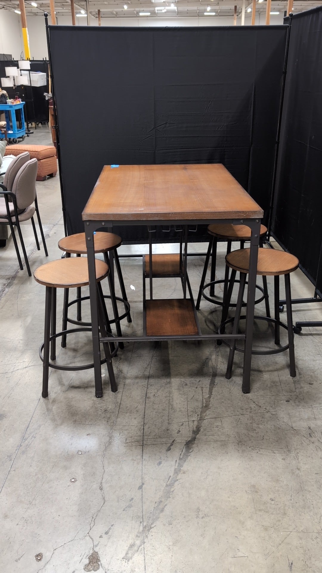 Industrial Style Wood Top Dining set