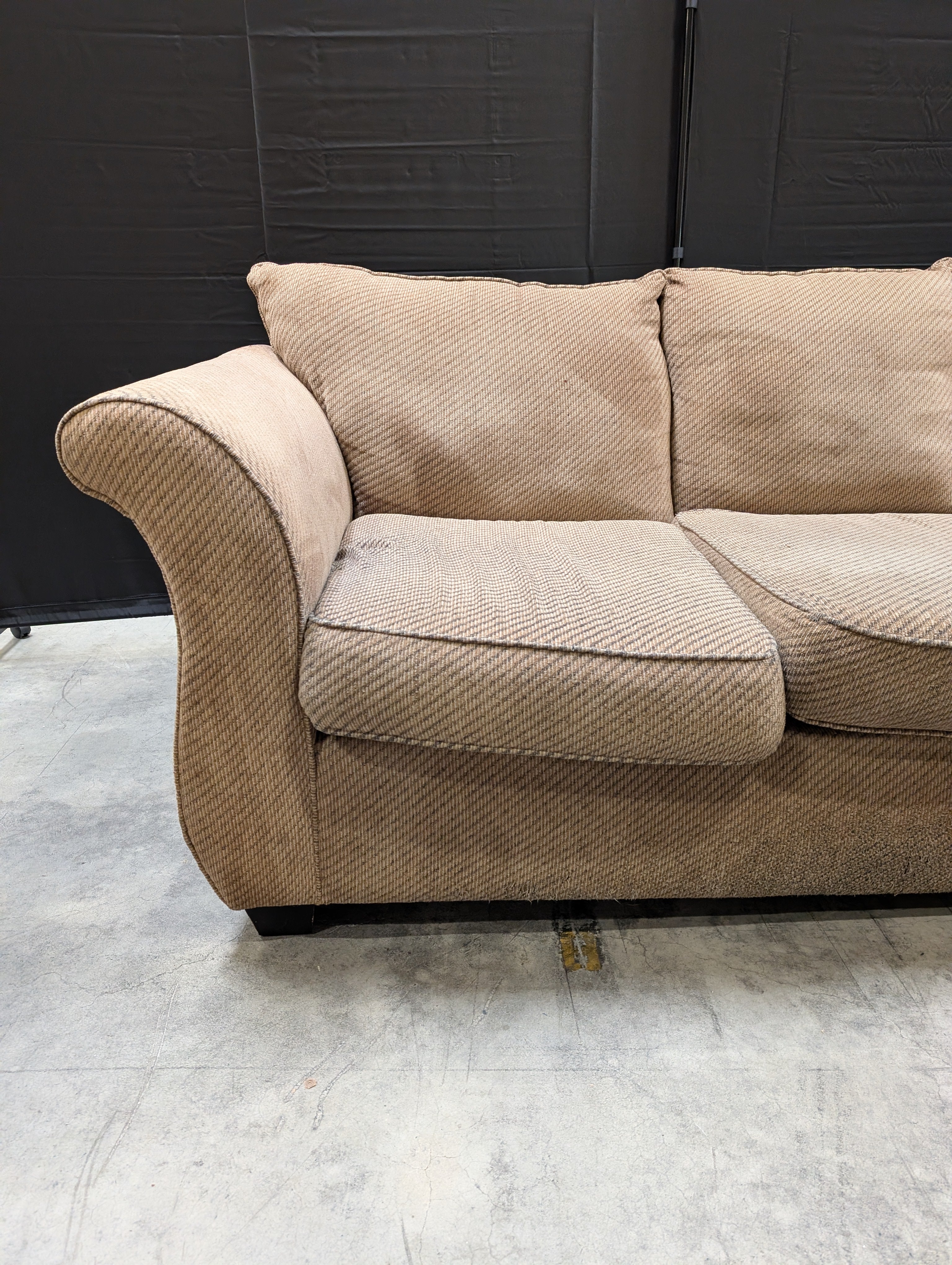 Used Neutral Tone Textured Fabric L-Shape Sectional Sofa