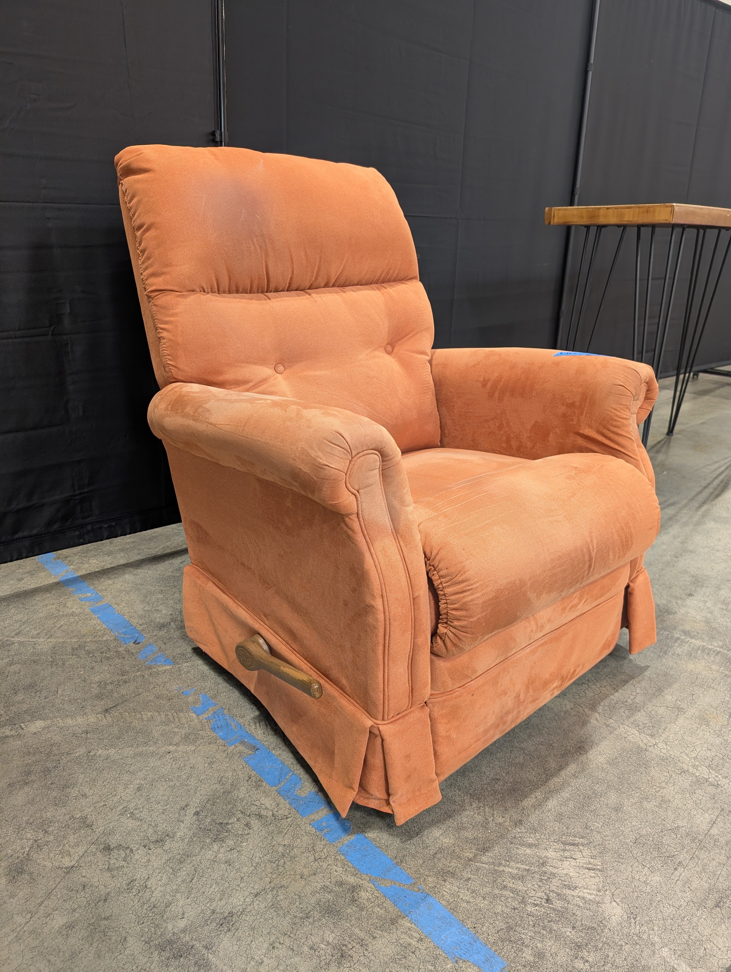 LaZboy Terracotta Rolled Arm Recliner in Microfiber