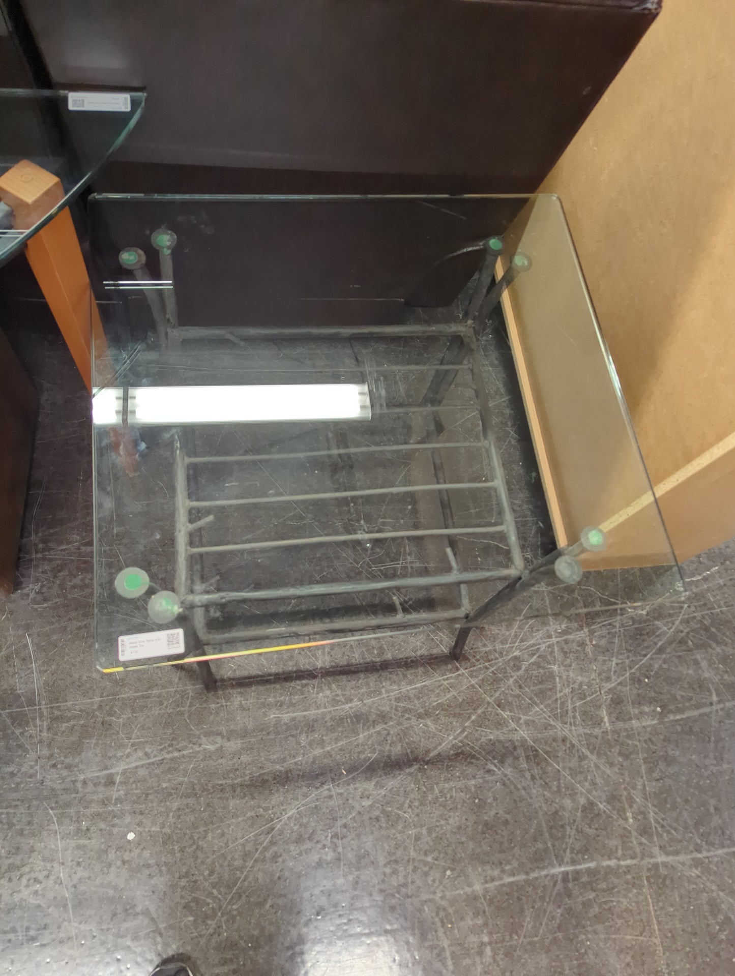 Metal Side Table with Glass Top