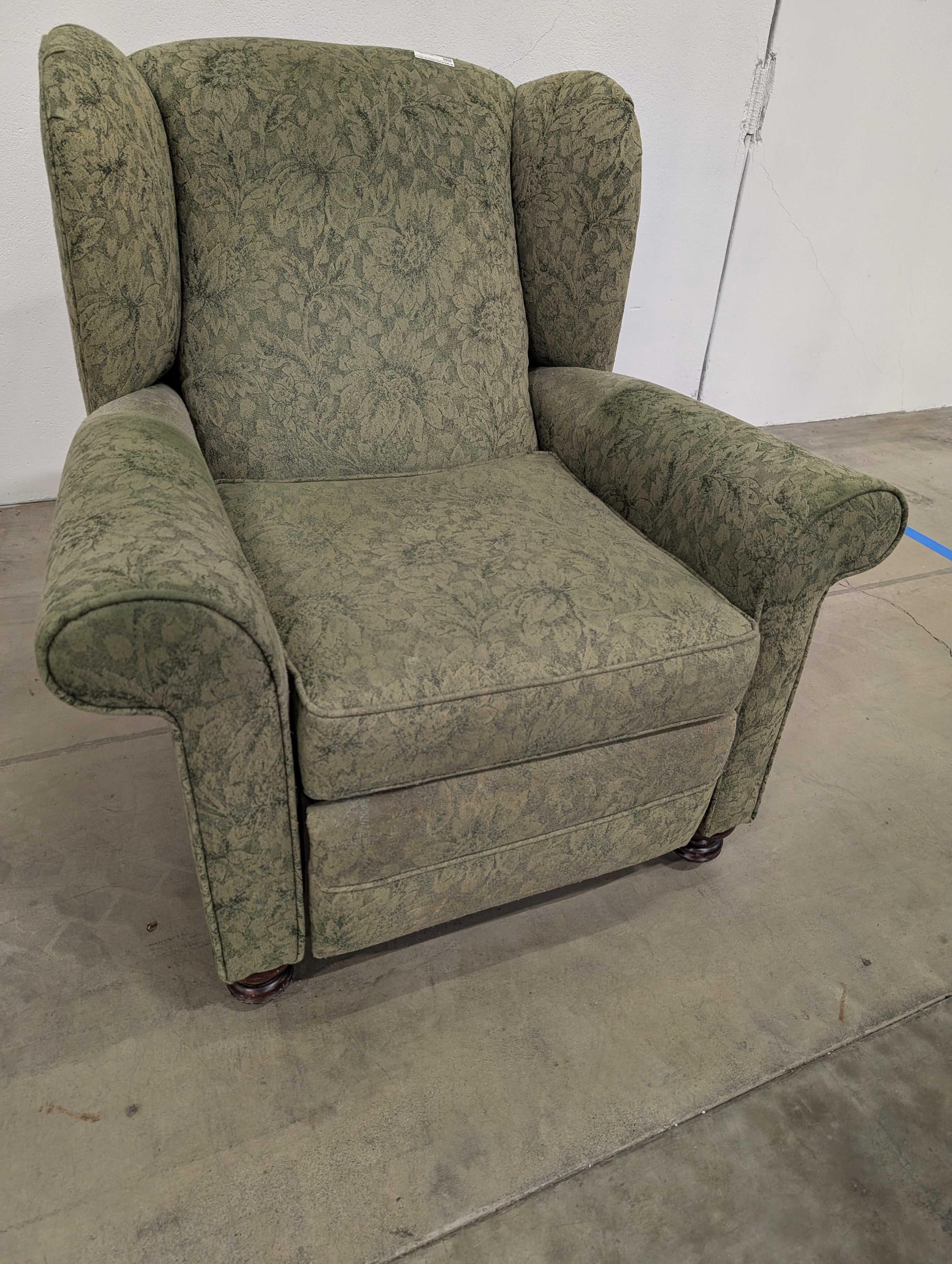 Upholstered Wingback Recliner Chair with Botanical Leaf Pattern