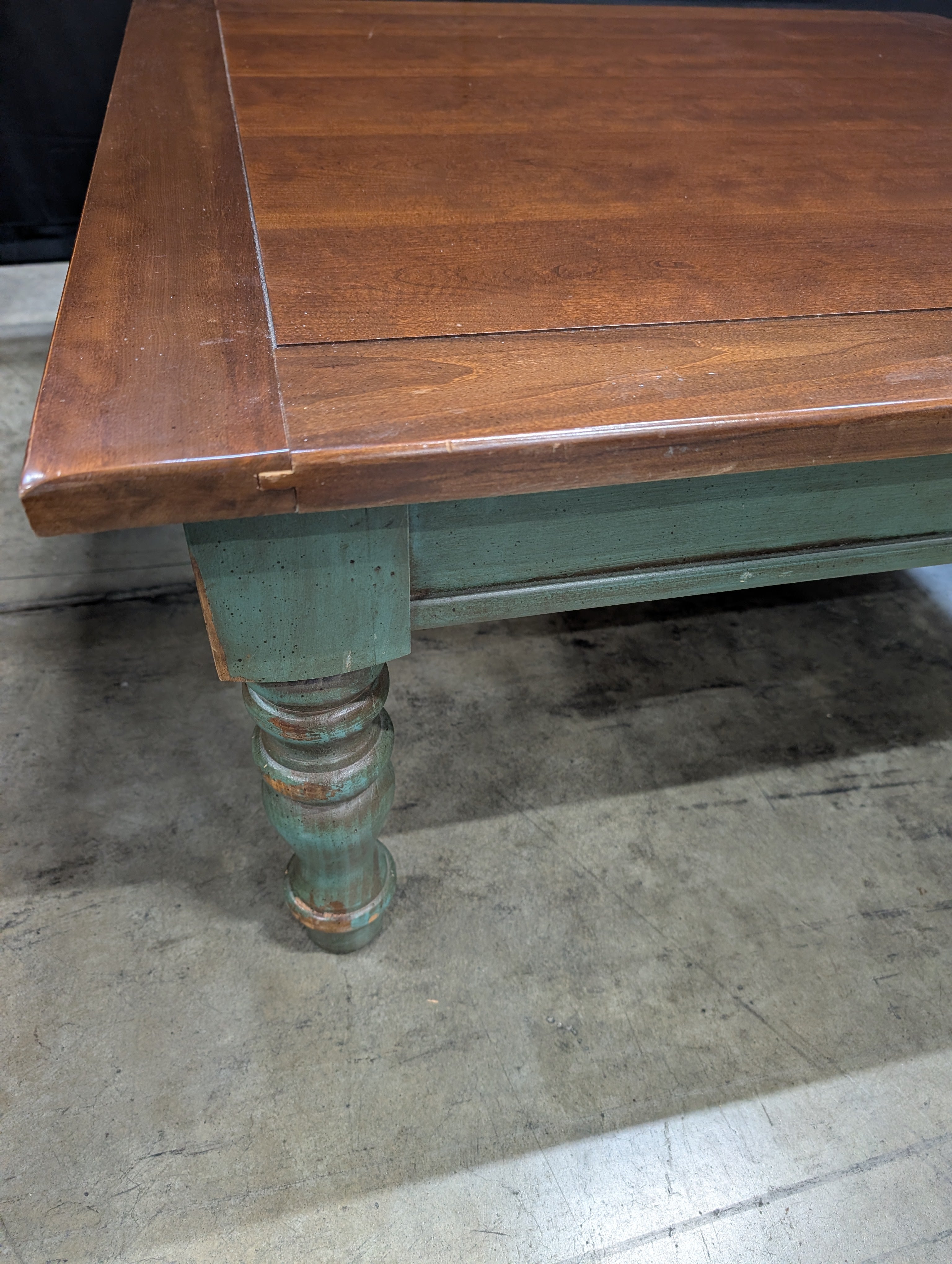 Green Two-Tone Square Wood Coffee Table