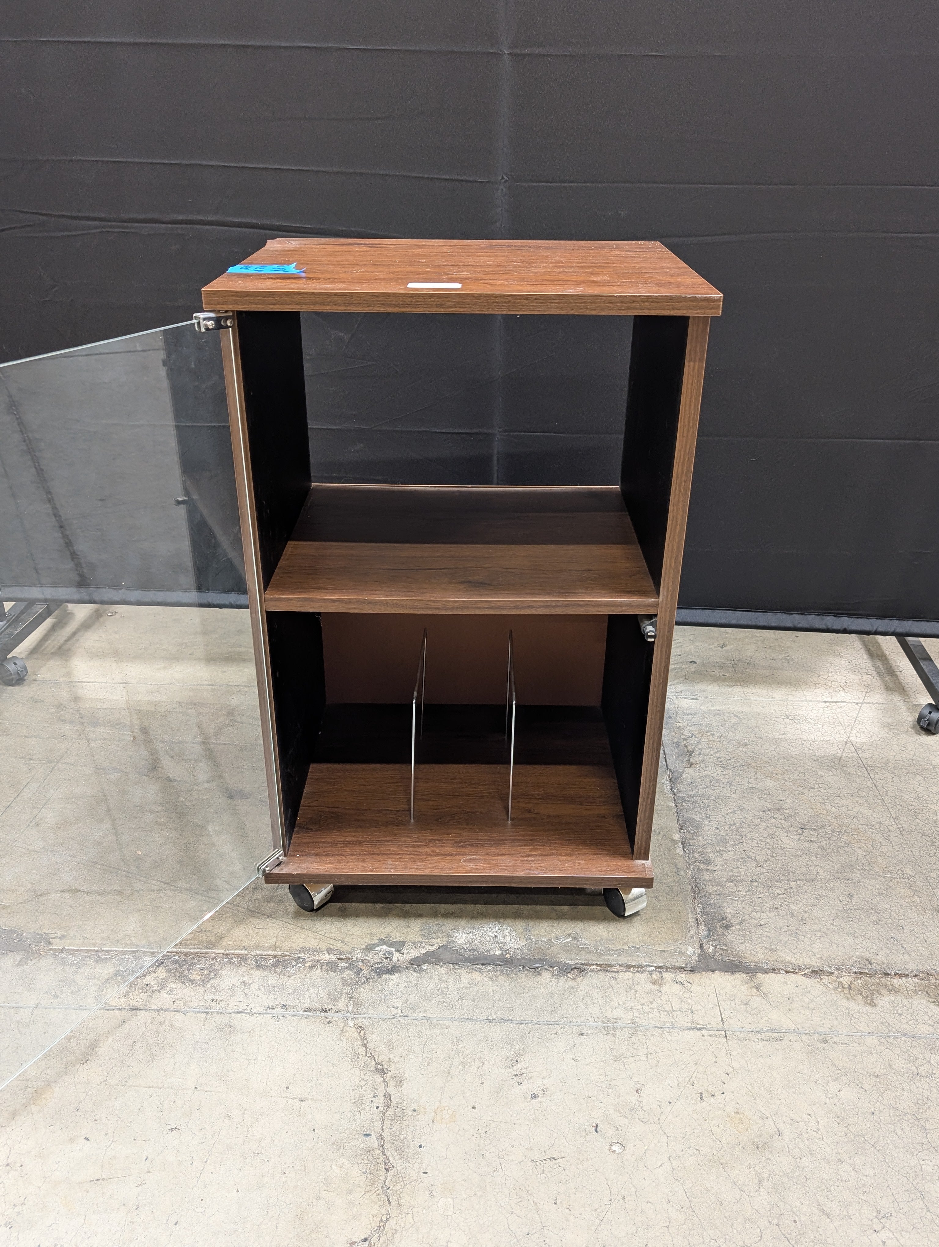Dark Wood Two-Tier Storage Side Table with Shelves