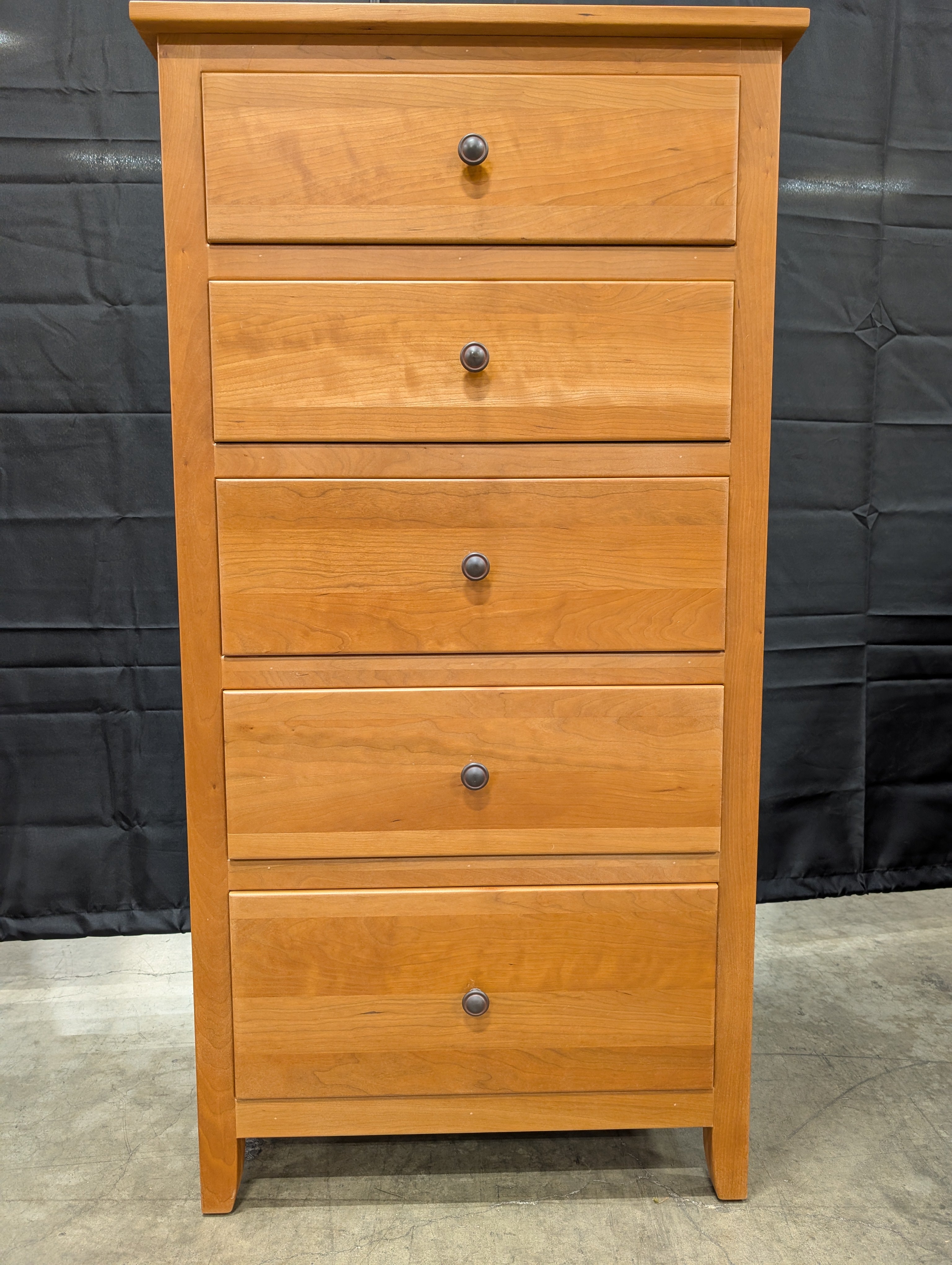 Classic Cherry Wood 5-Drawer Tall Chest - Very Good Condition Storage