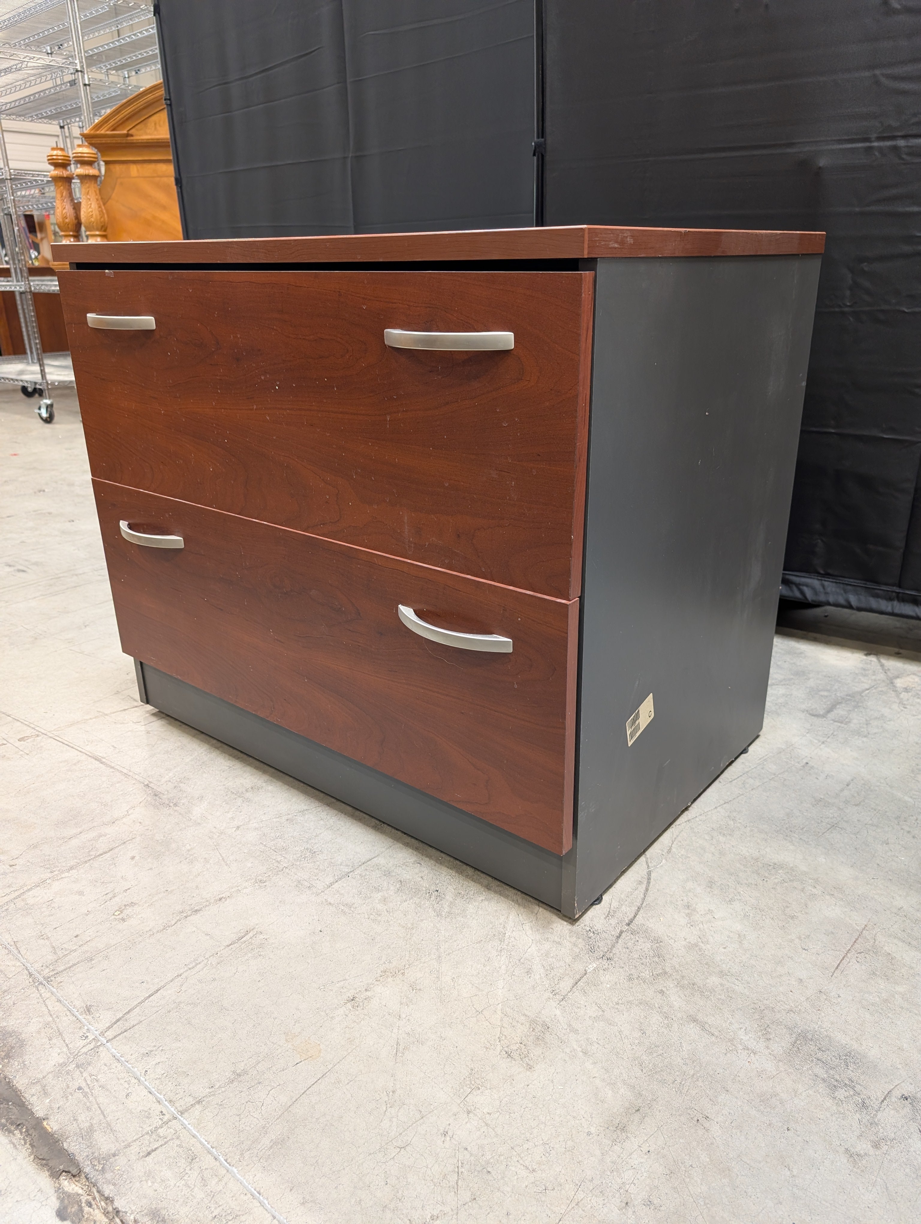 Cherry Finish Two-Drawer Storage Cabinet