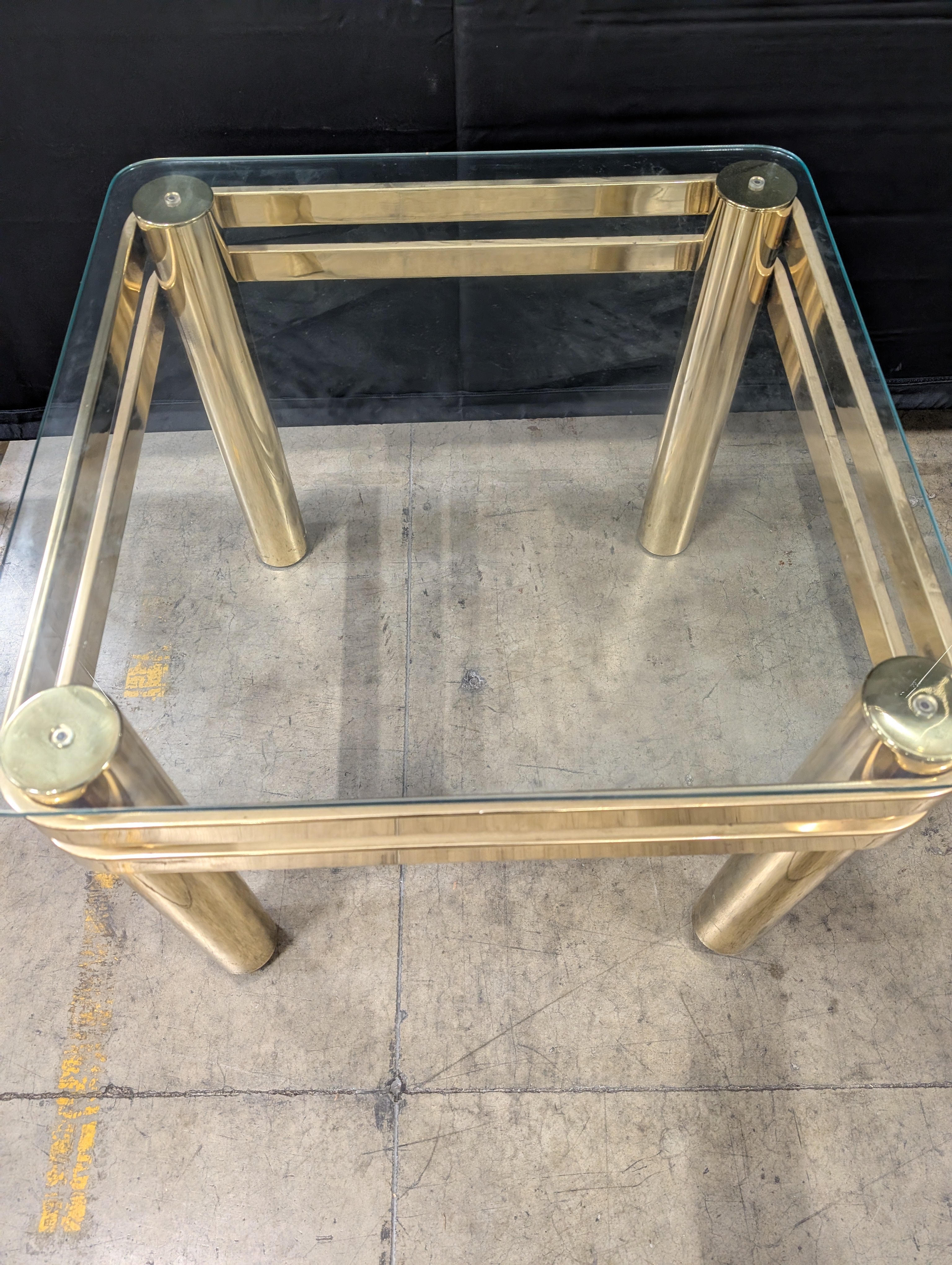 Two-Tier Glass Top Side Table with Brass-Tone Frame