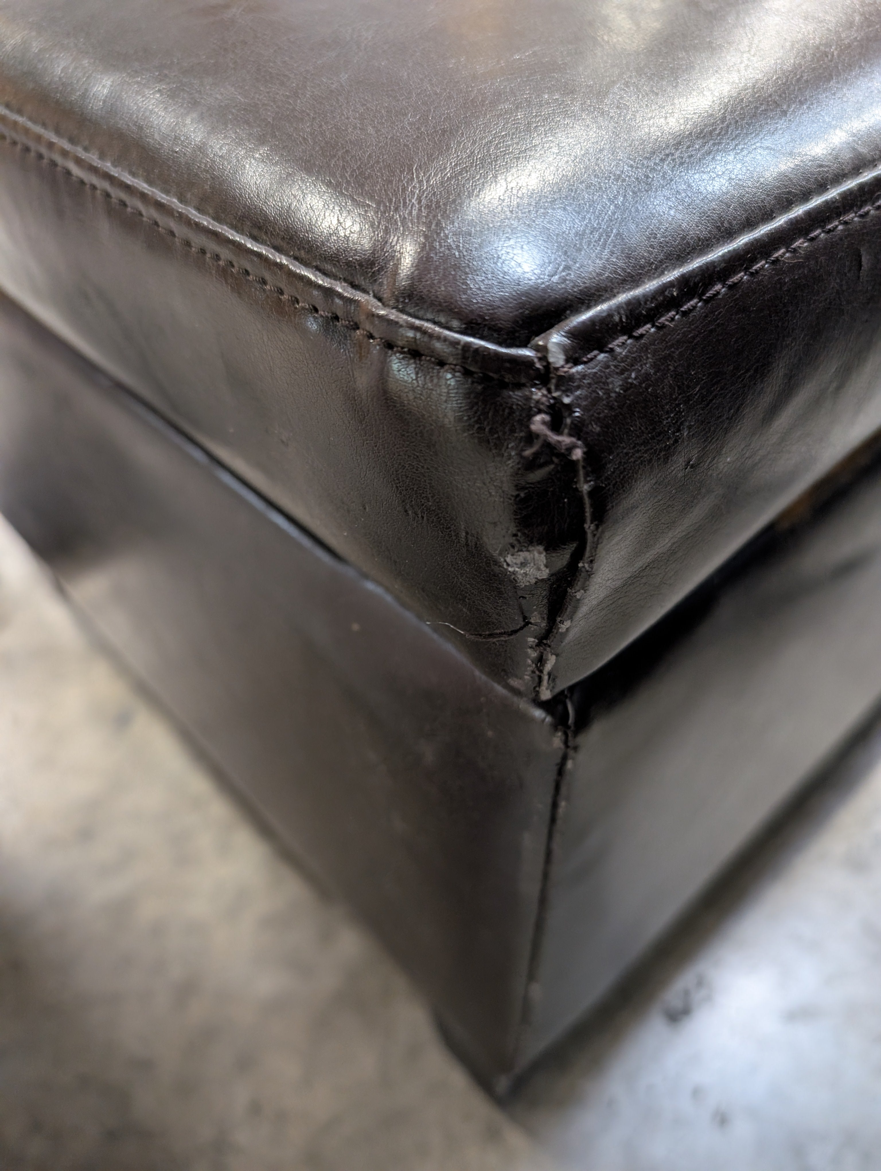 Dark Brown Upholstered Rectangular Ottoman with Cedar Inside