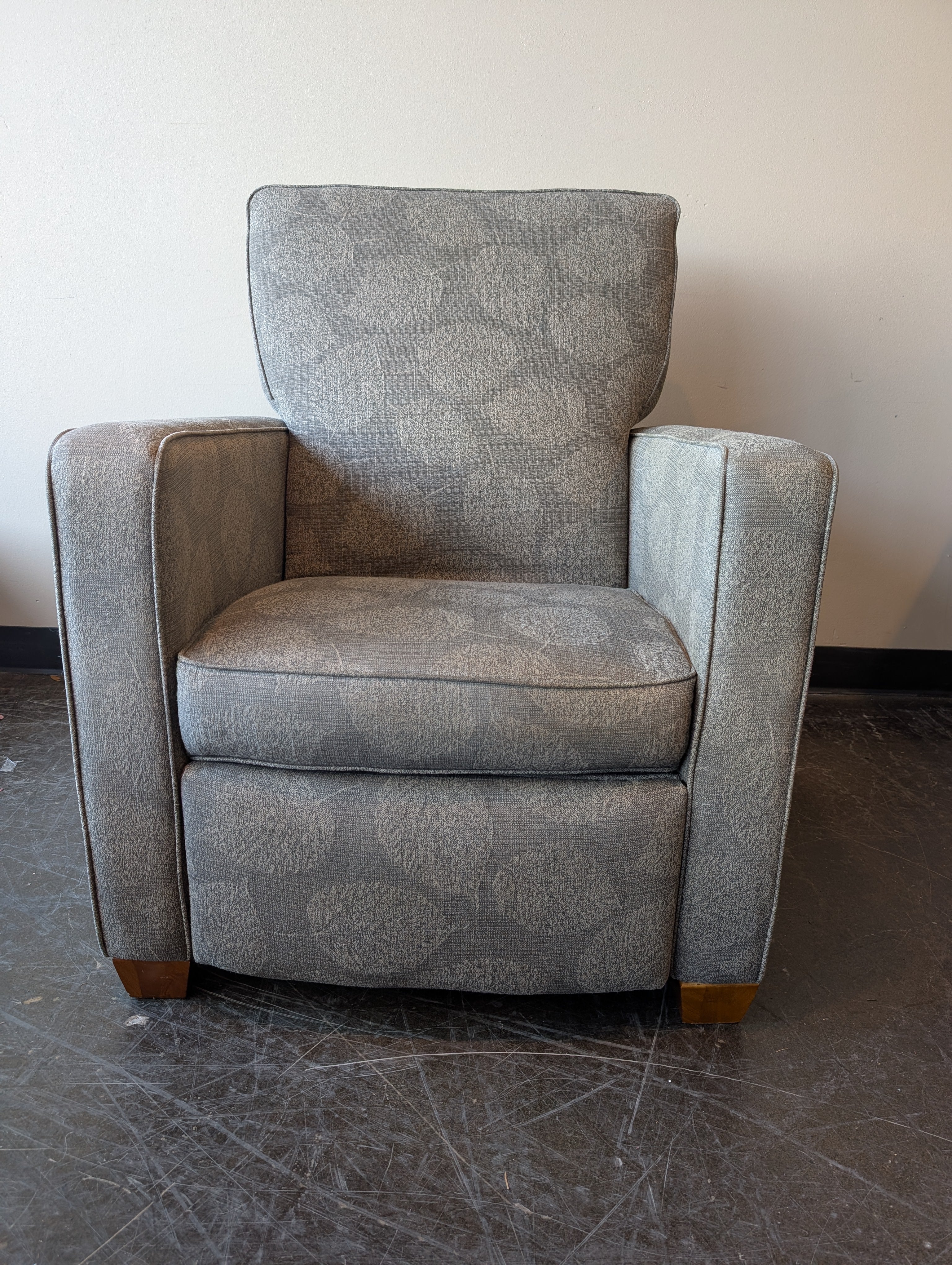 Pair of Contemporary Grey Fabric Accent Chair with Foliage Design