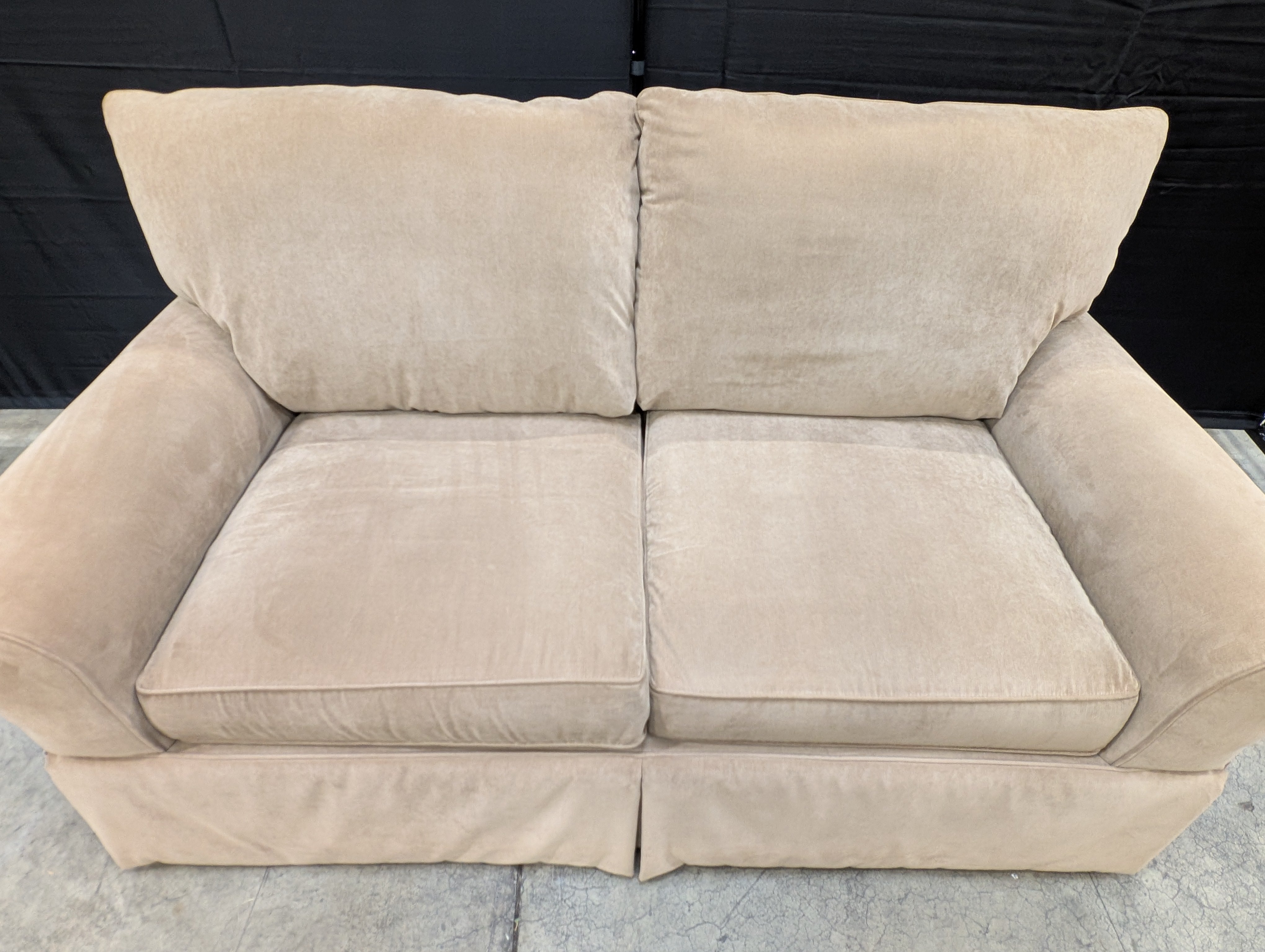 Thomasville Tan Rolled Arm Loveseat Sofa