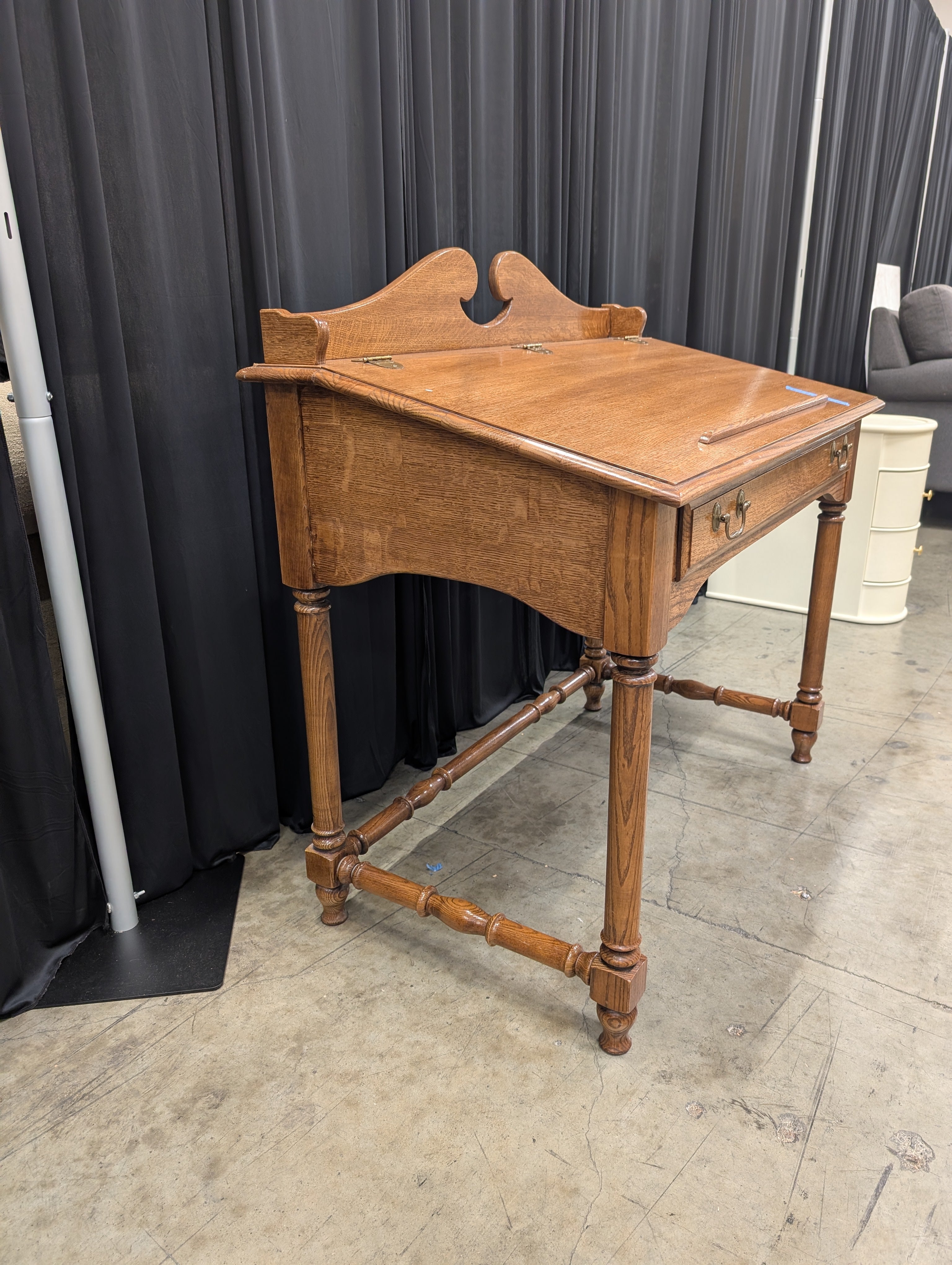 Traditional Wood Drop-Front Desk with Turned Legs