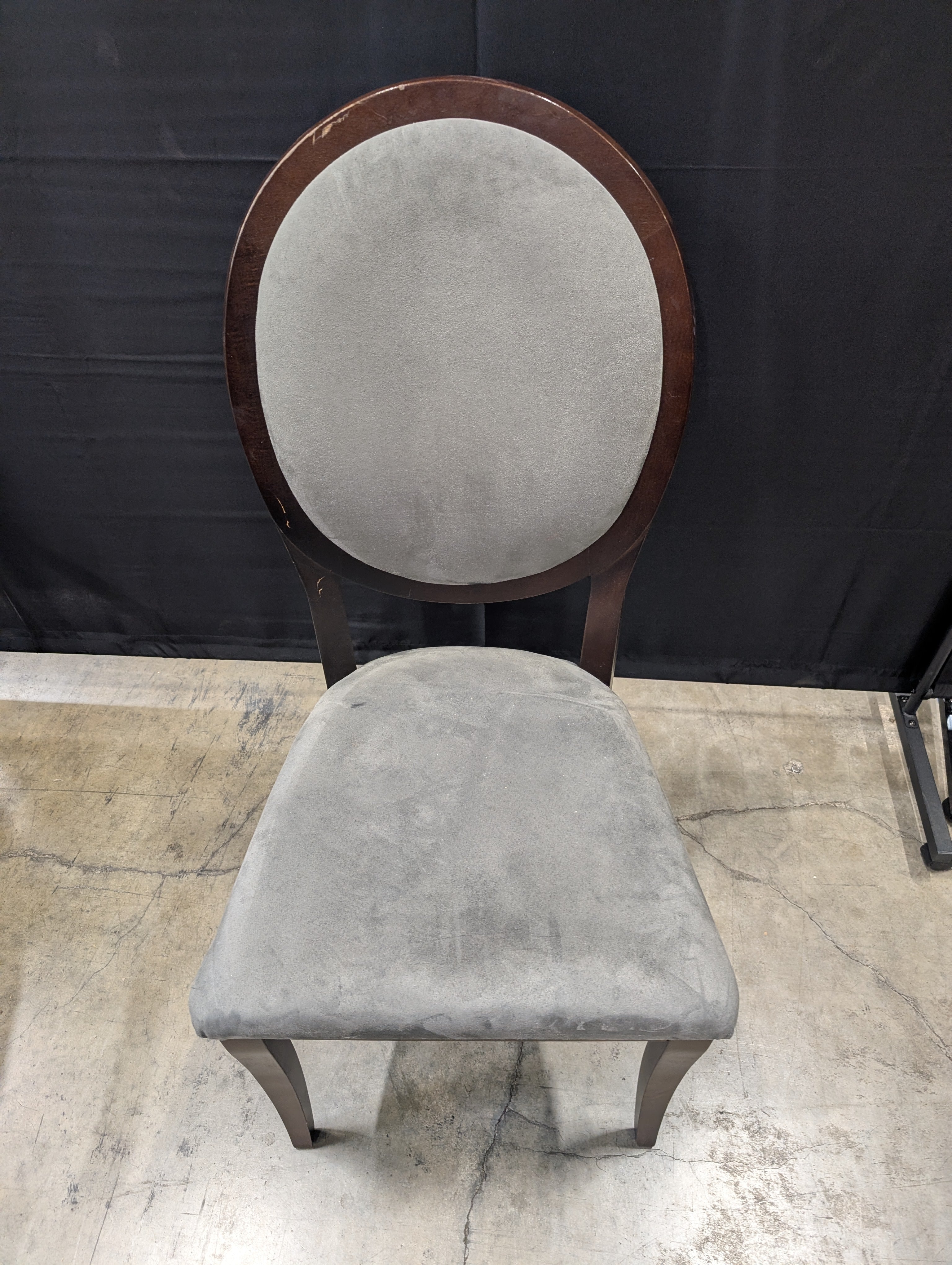 DINEC INC. Upholstered Dining Chair with Oval Back and Walnut Finish