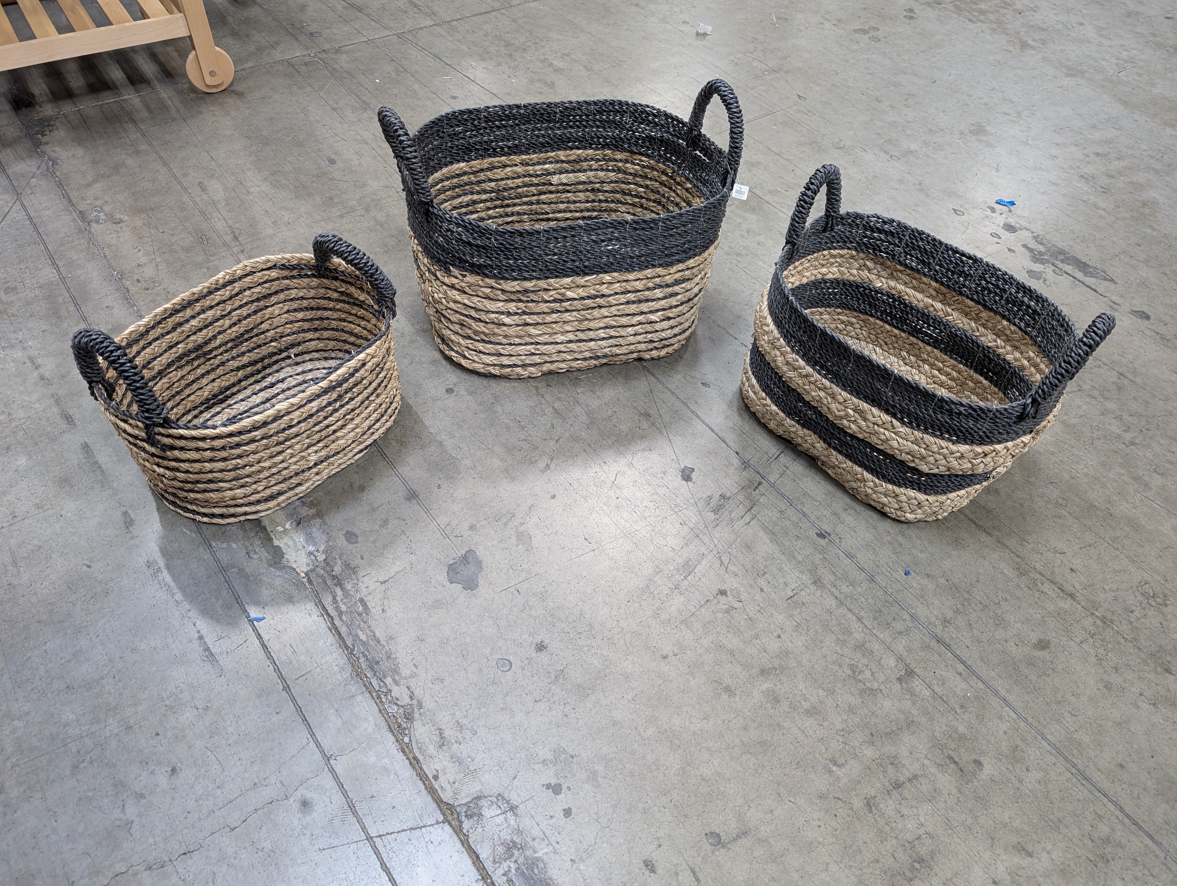 Two-Tone Woven Crate&Barrel Baskets Set of Three