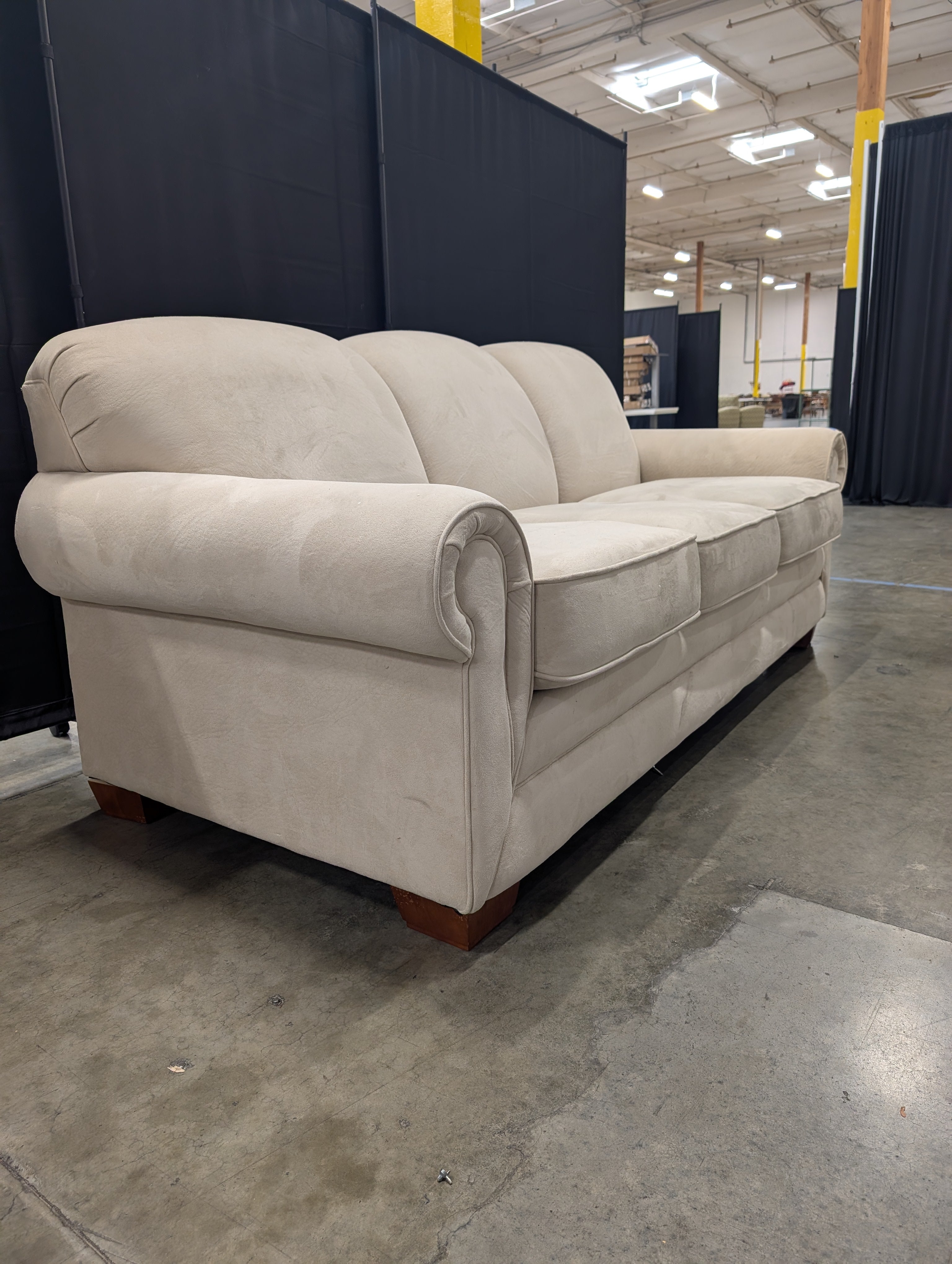 Cream Rolled Arm LaZboy Three-Cushion Couch