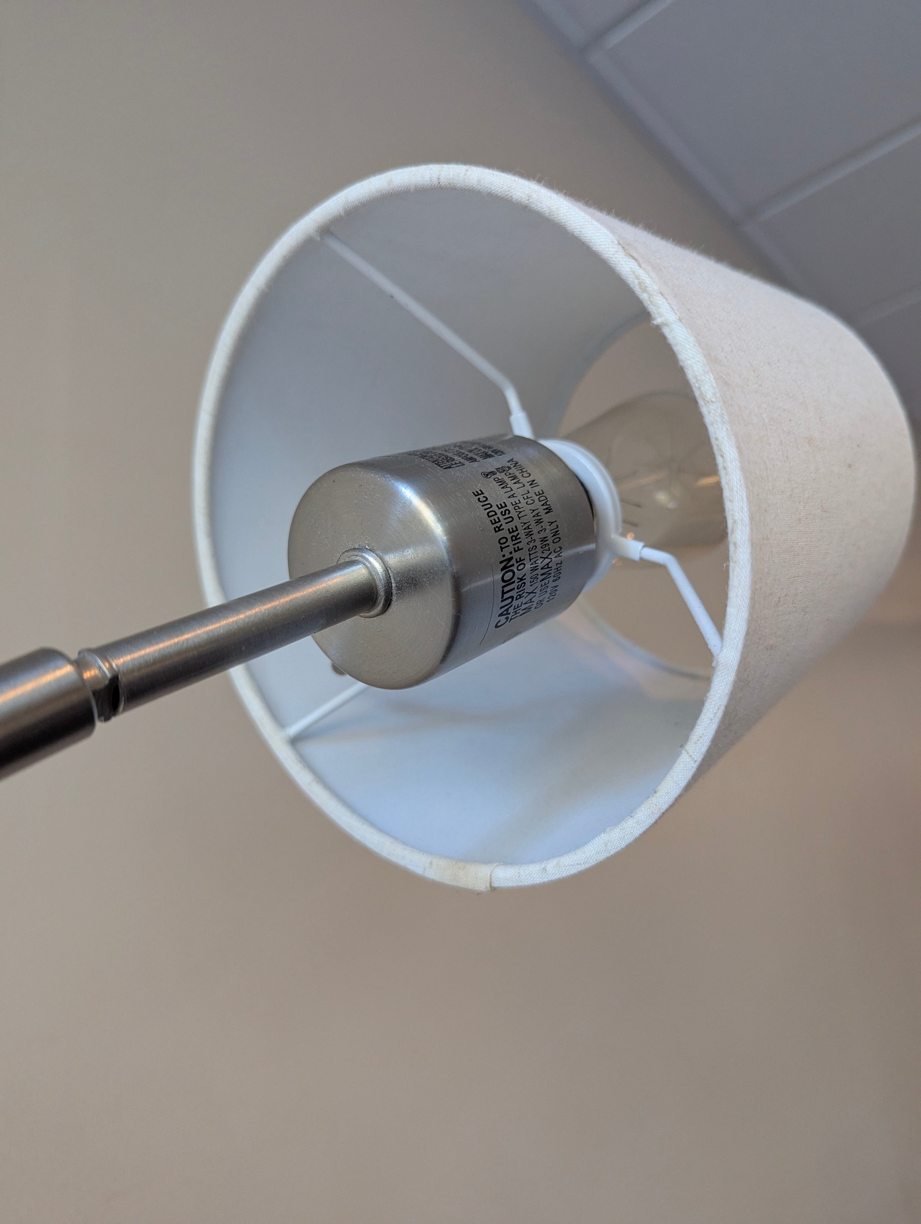 Contemporary Brushed Metal Arc Floor Lamp with Fabric Shade
