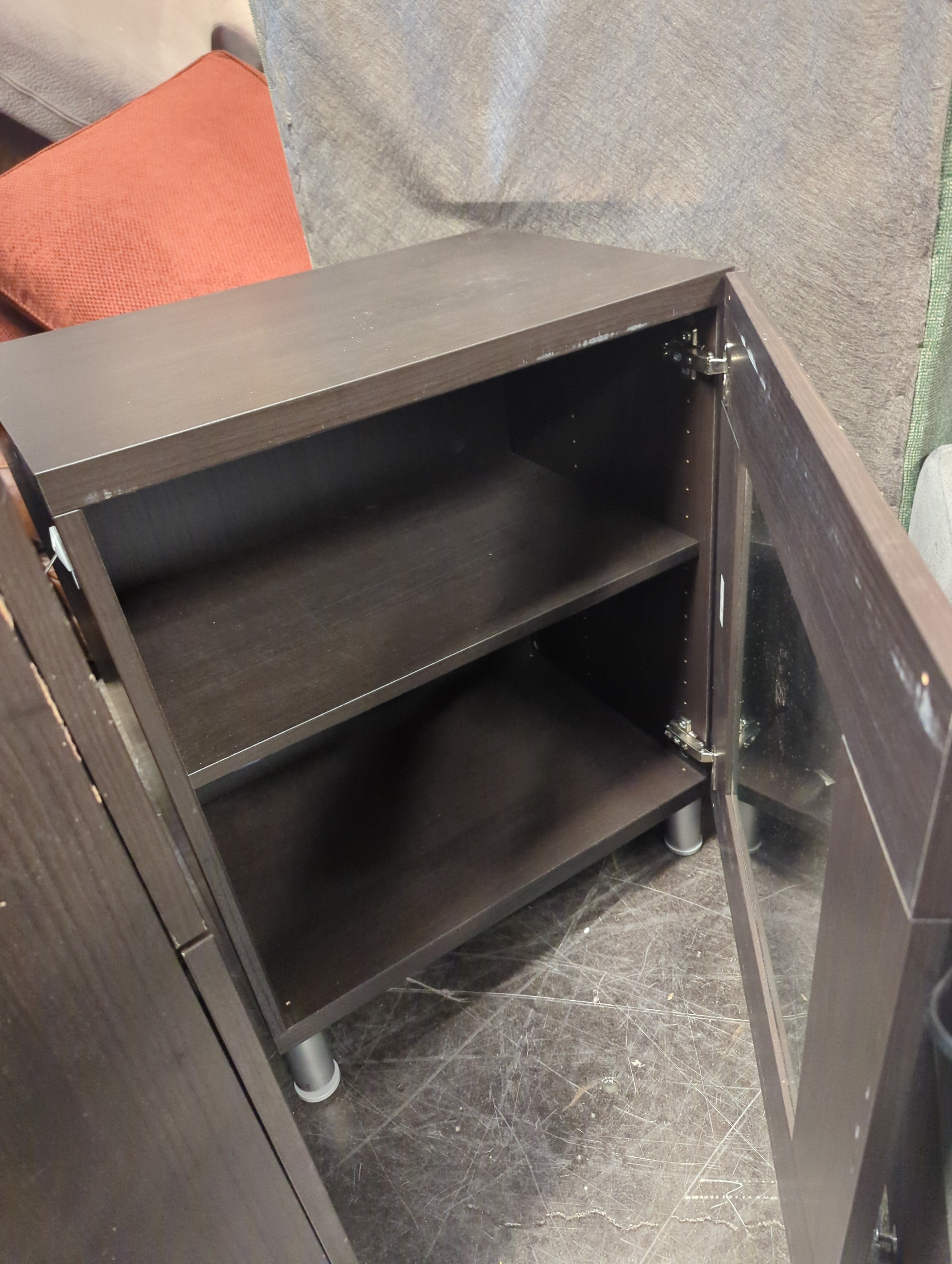 IKEA BESTÅ Cabinet with Glass Door – Dark Brown, Silver Legs