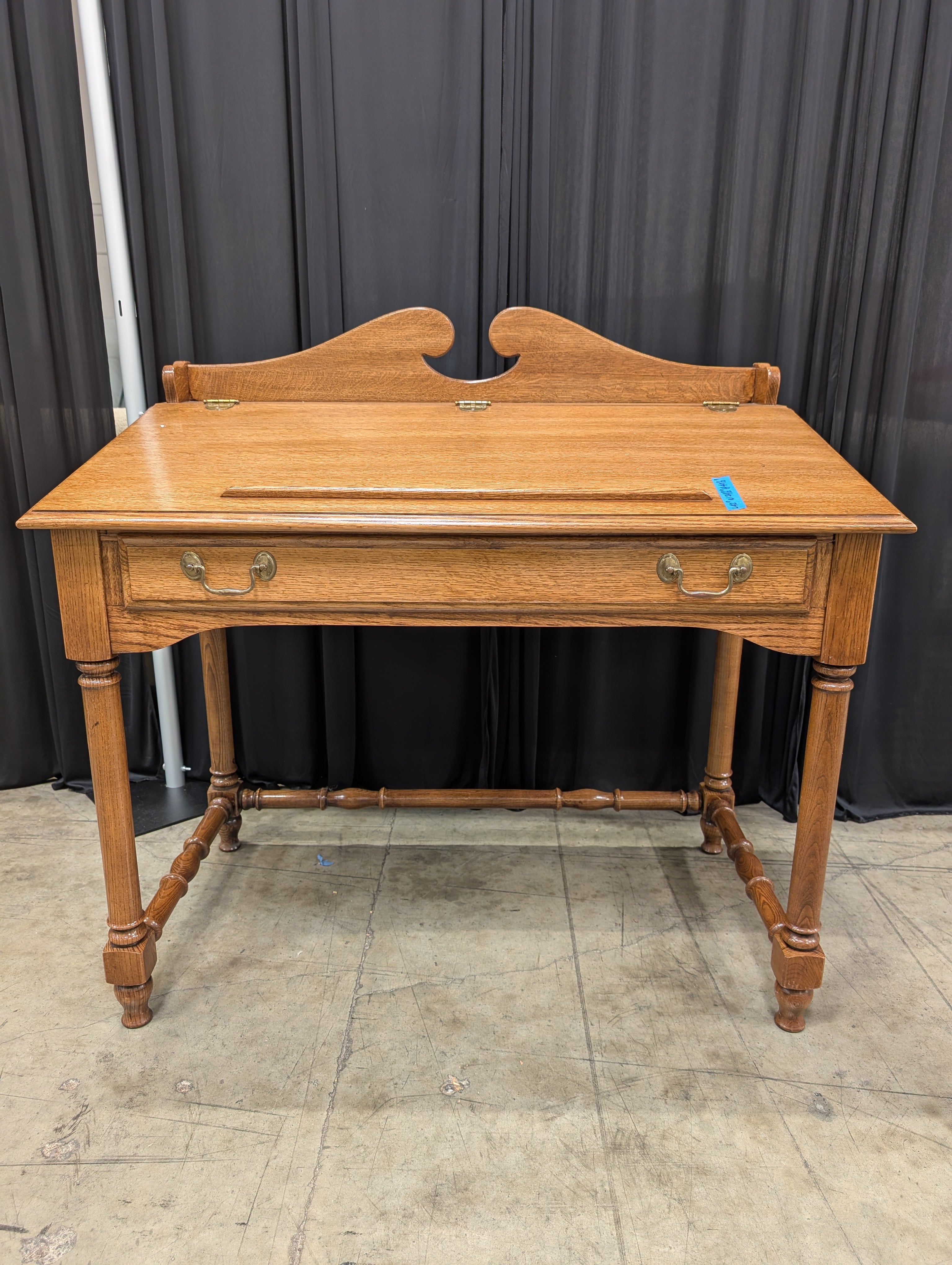 Traditional Wood Drop-Front Desk with Turned Legs