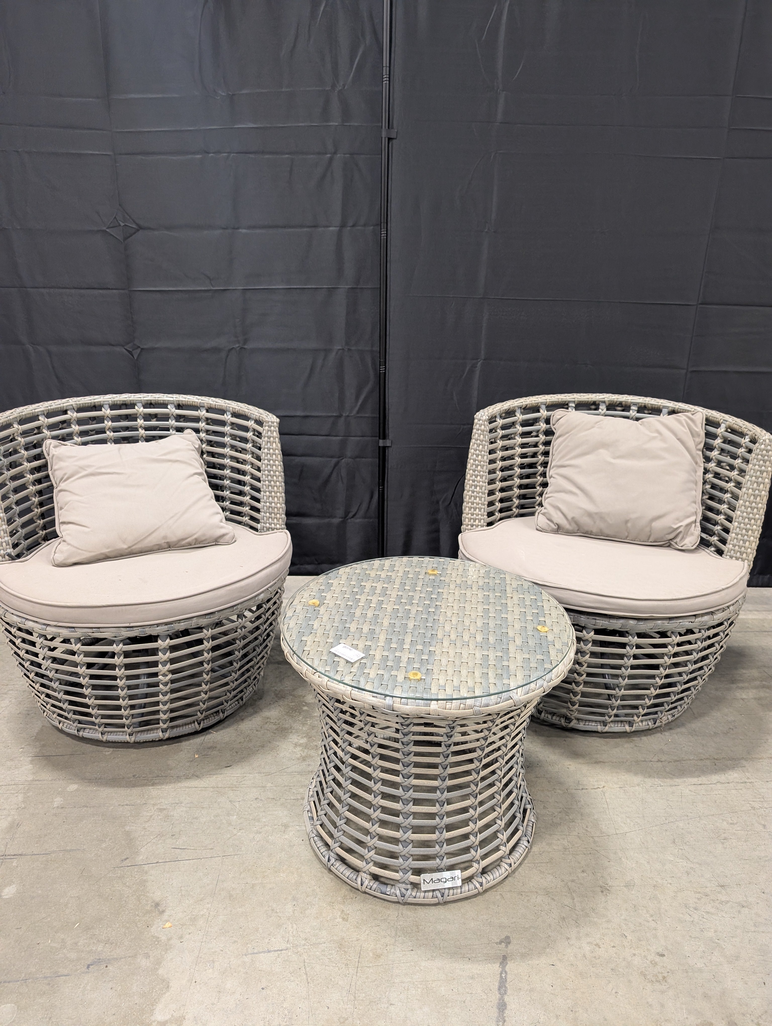 Magari Outdoor Woven 3 Piece Patio Set