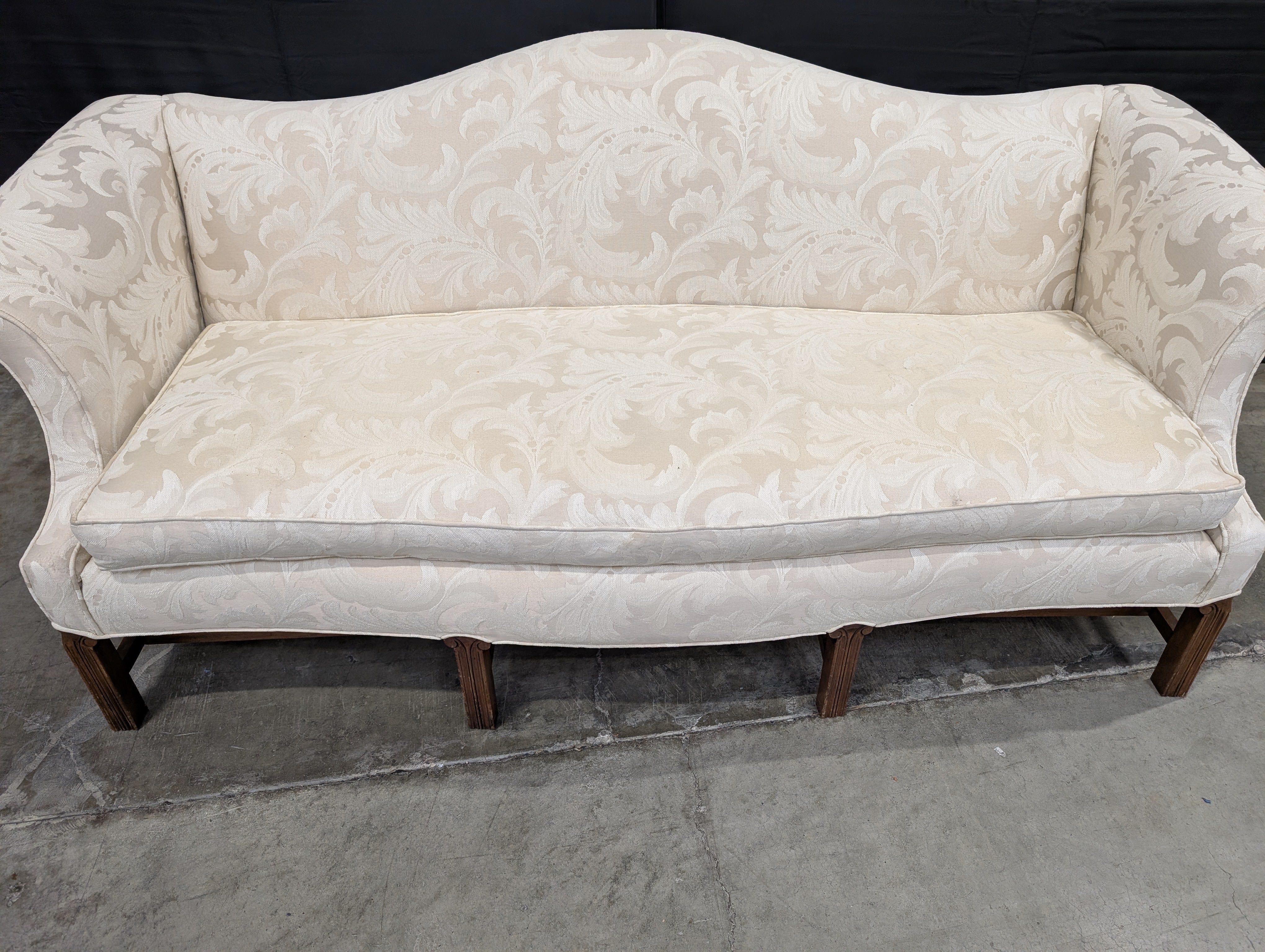 Cream Patterned Upholstered Settee Sofa