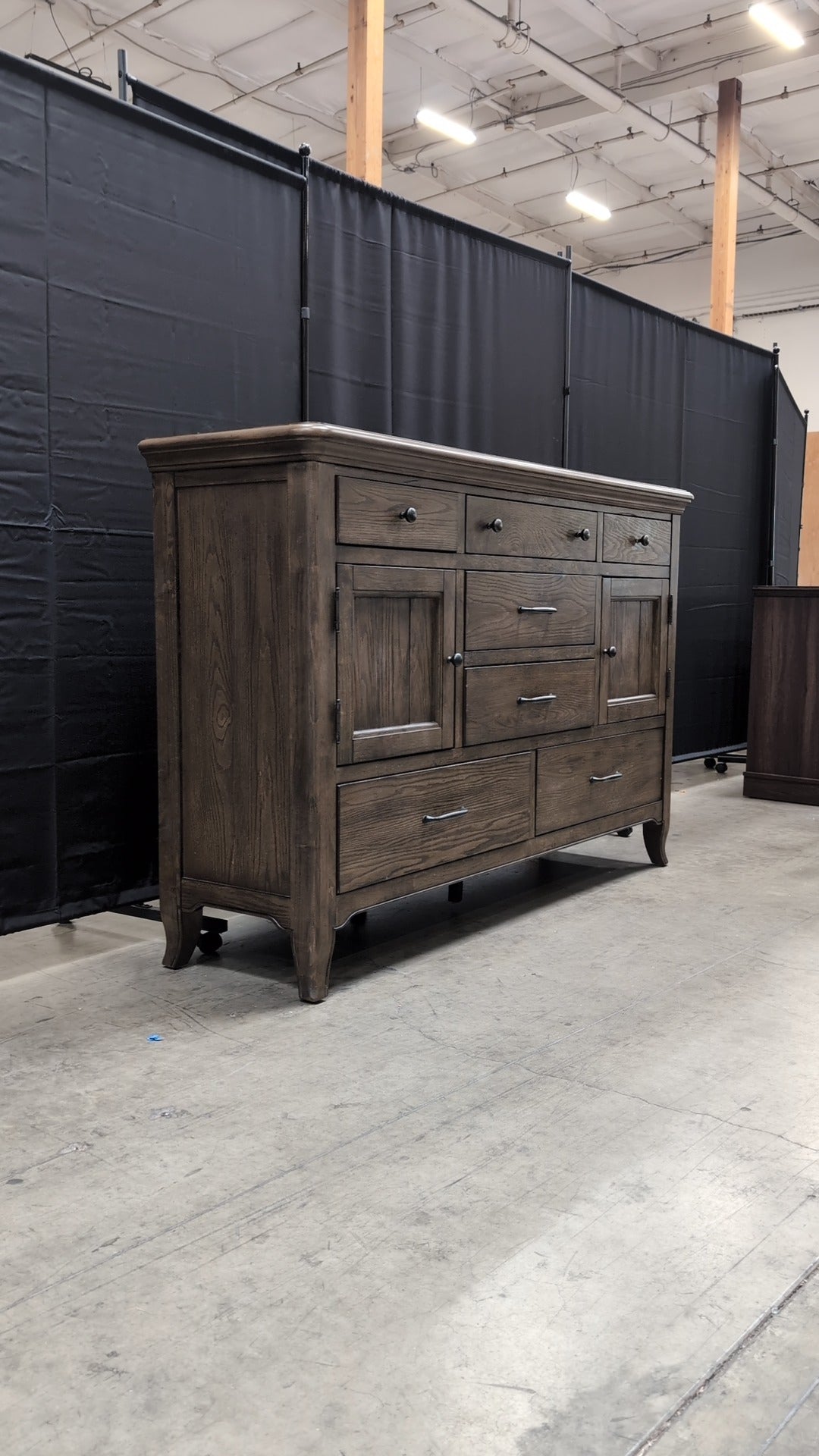 Spacious Dark Wood Magnussen Home Dresser with Varied Storage