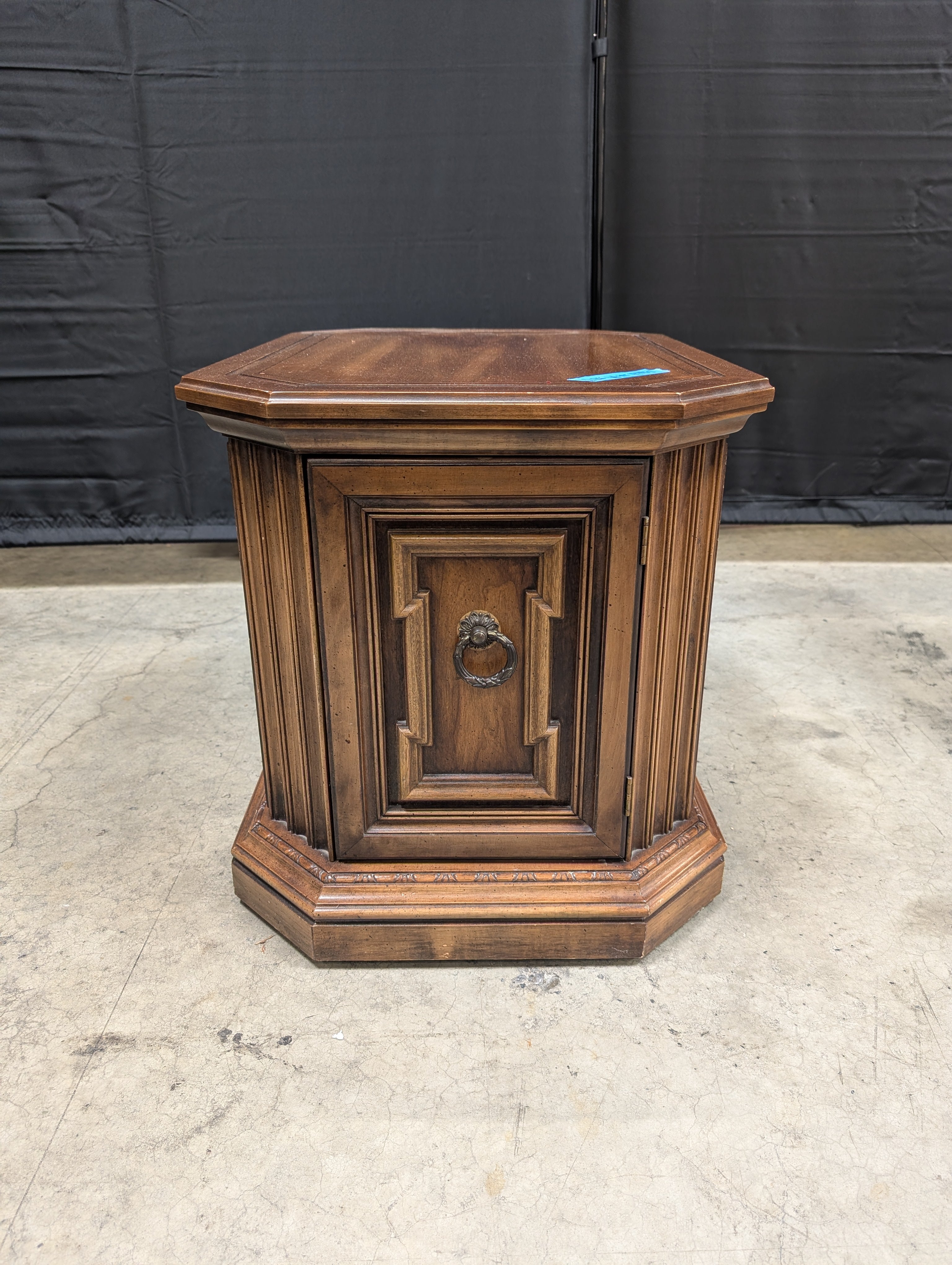 Octagonal Wood End Table in Walnut Stain