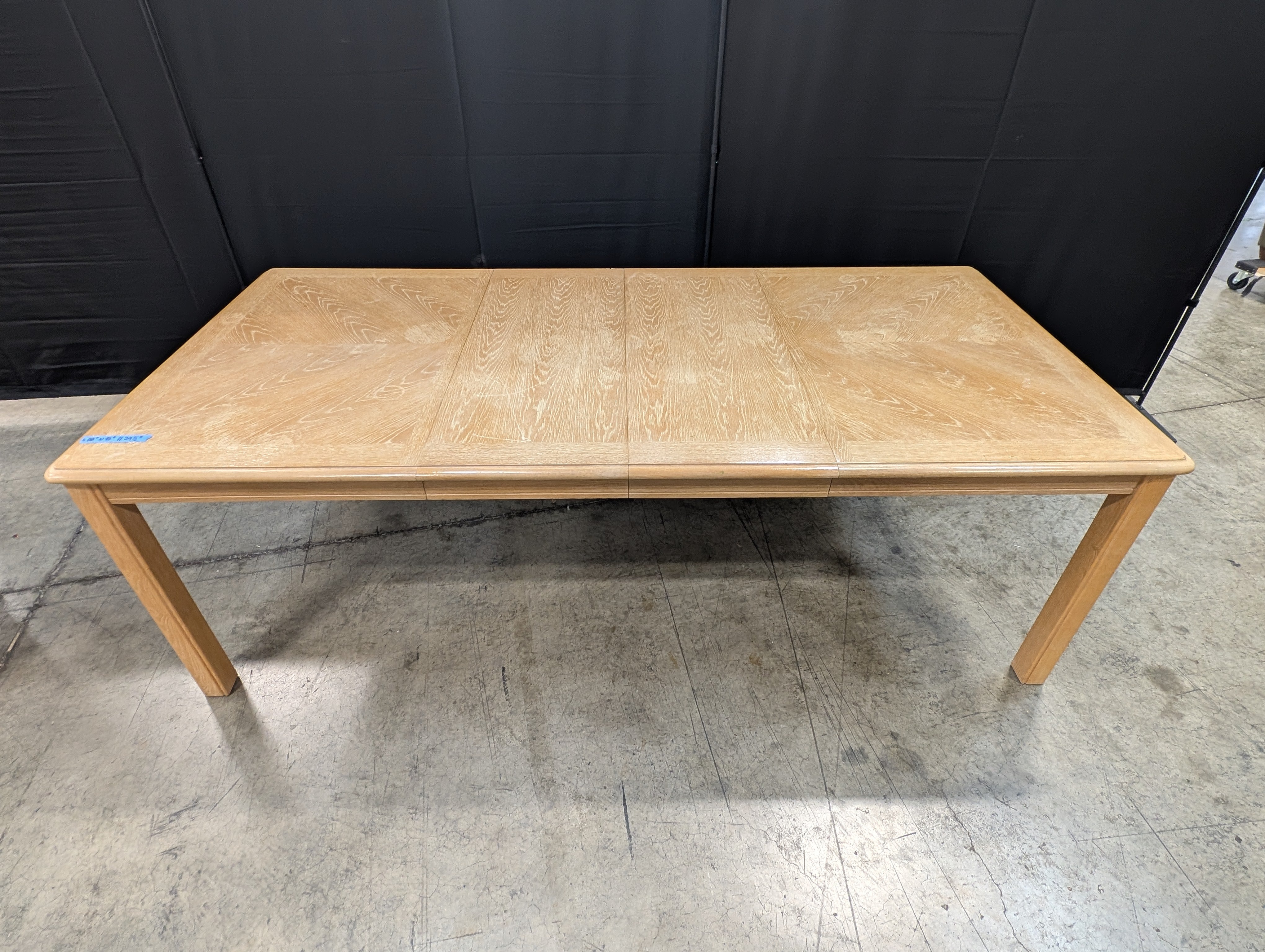 Rectangular Light Wood Dining Table with Sunburst Veneer Pattern