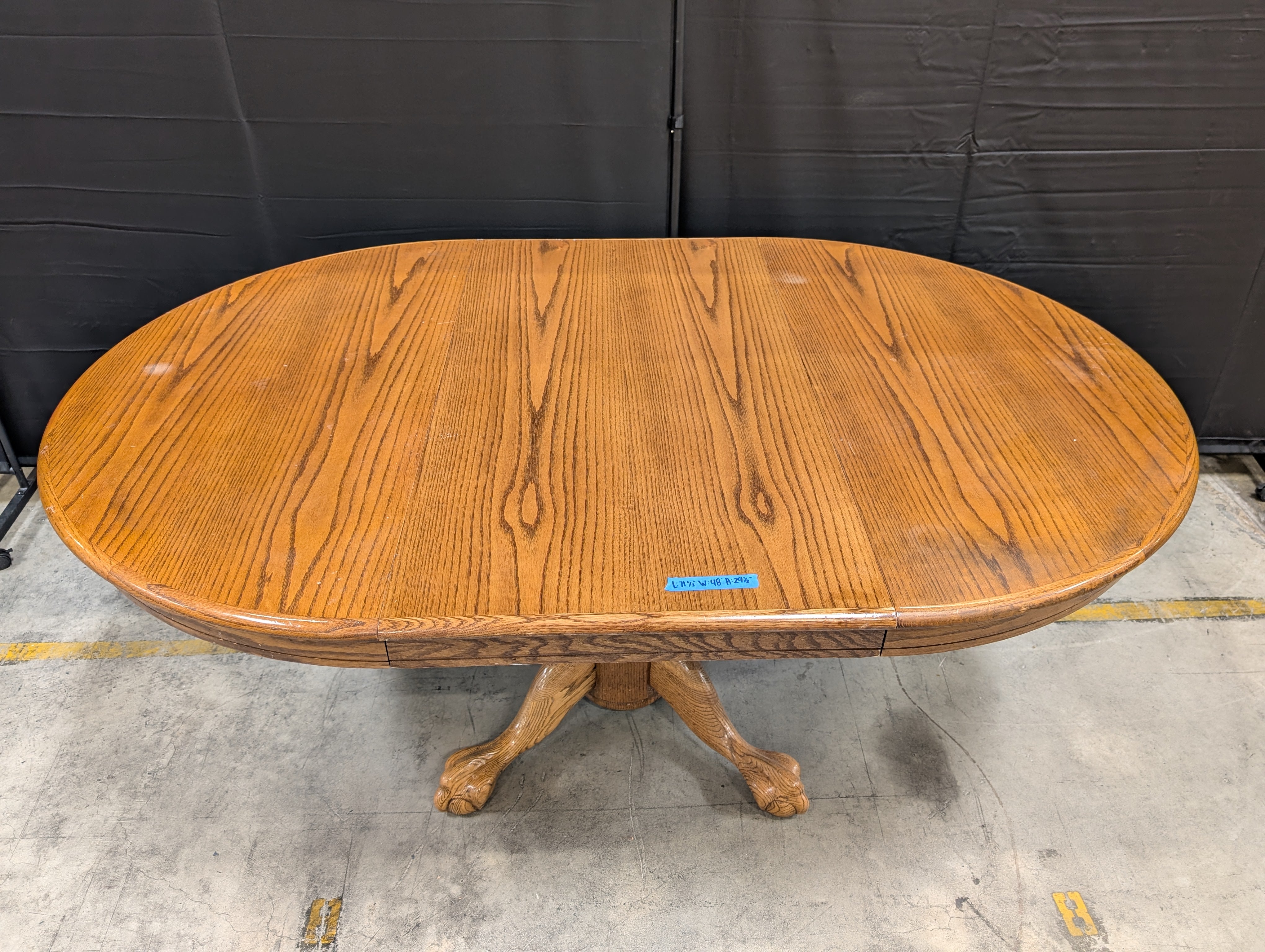 Round Oak Dining Table with Pedestal Base