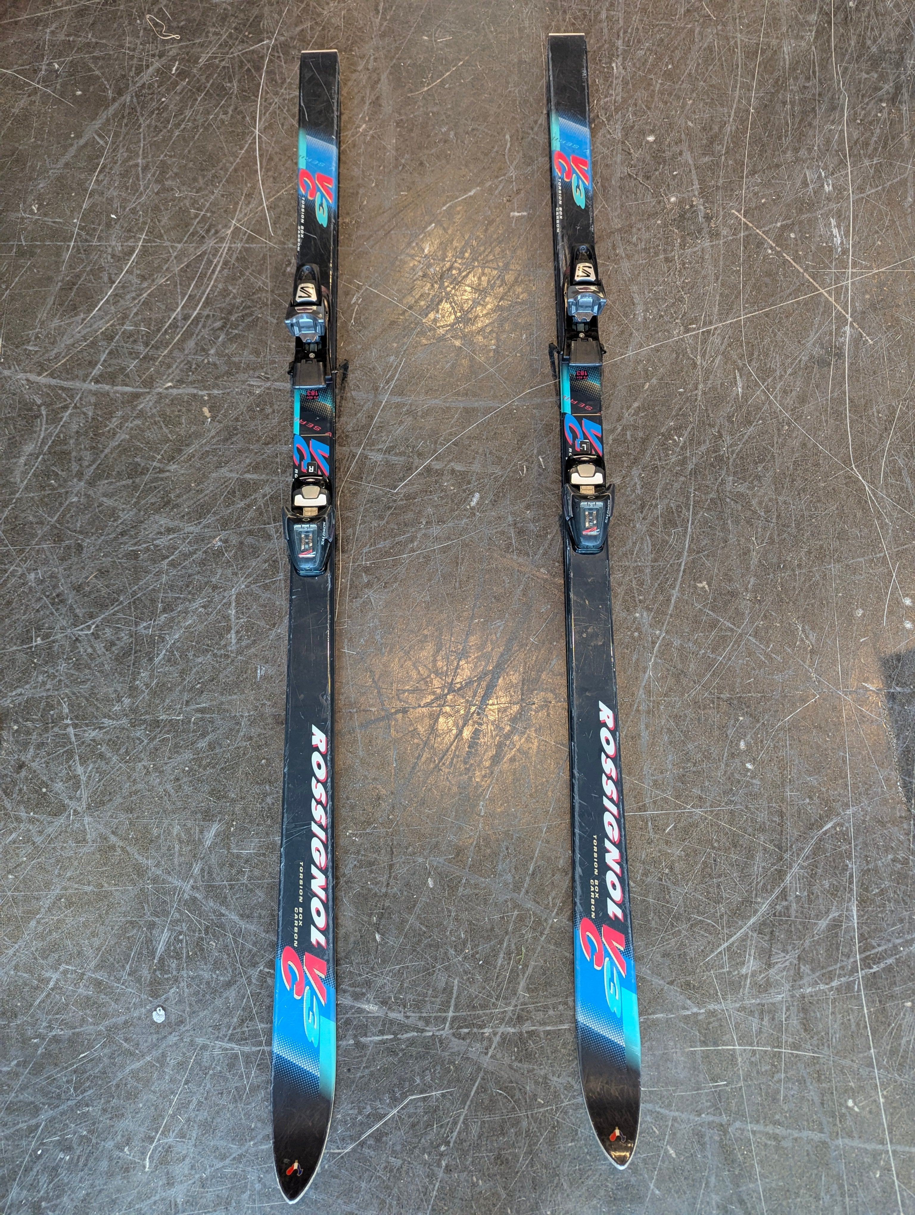 PROTESTION Skis with Bindings - Black Teal Purple Design