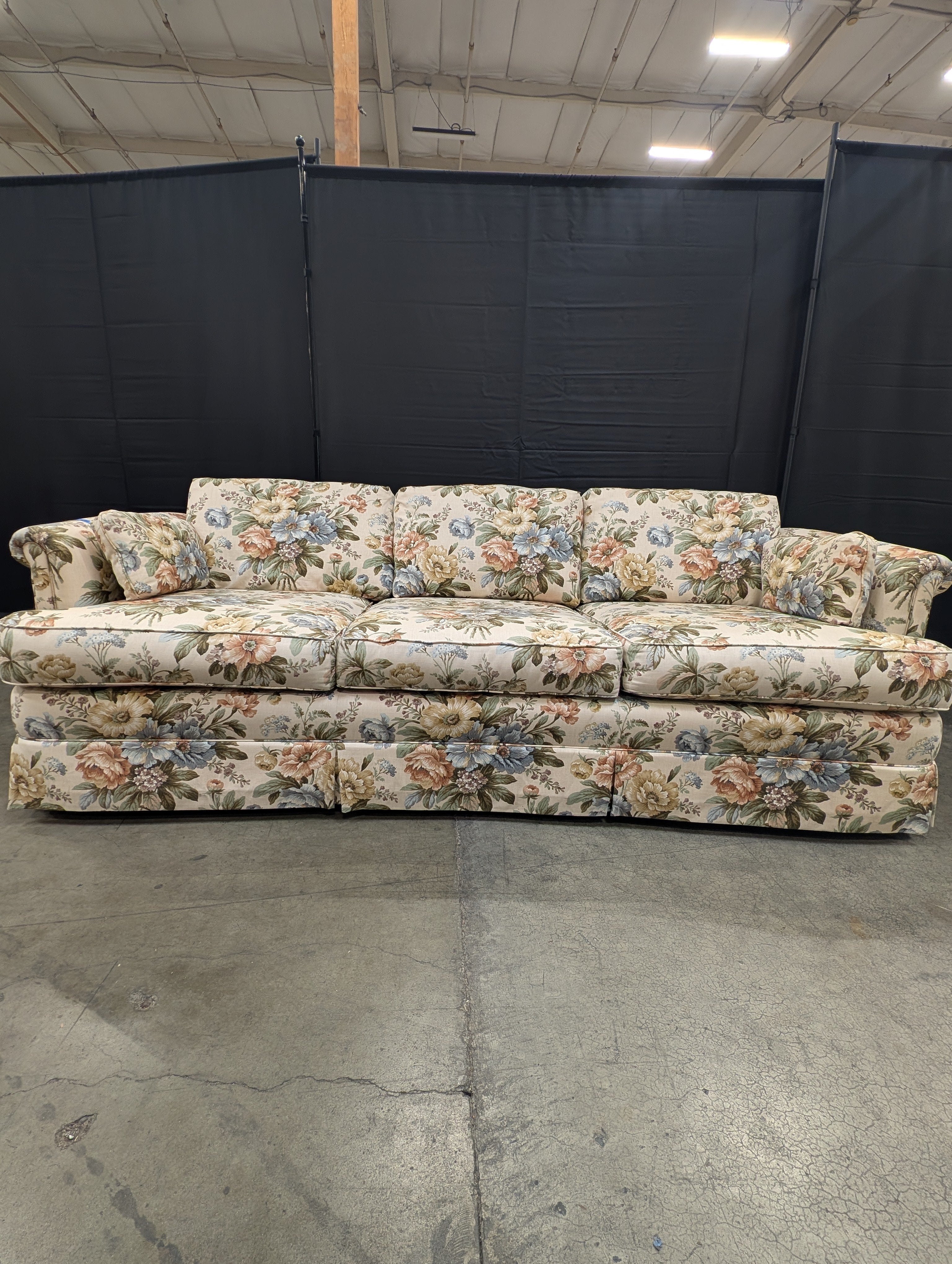 Traditional Floral Upholstered Three-Cushion Sofa