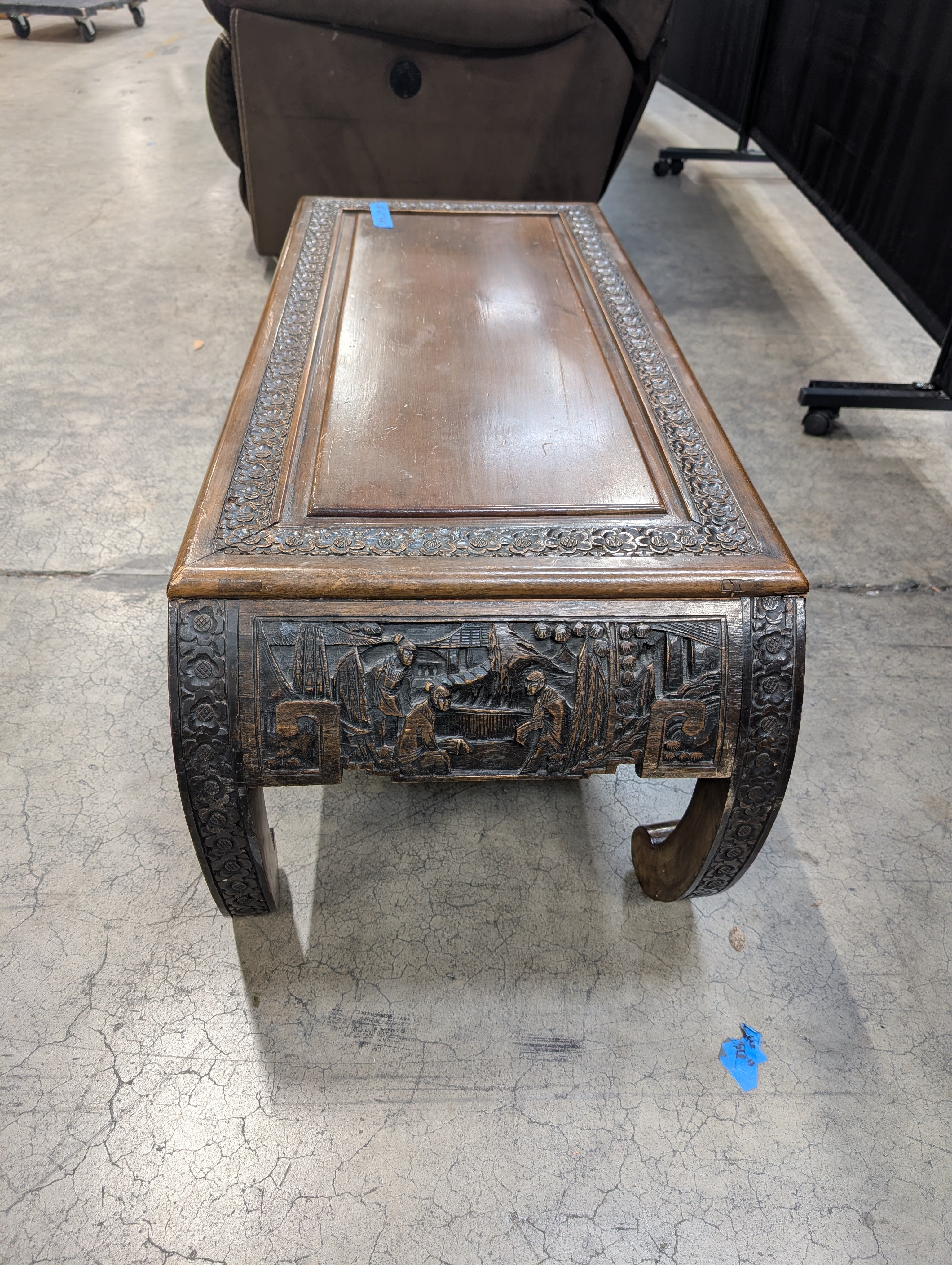 Ornate Asian Style Coffee Table in Dark Wood