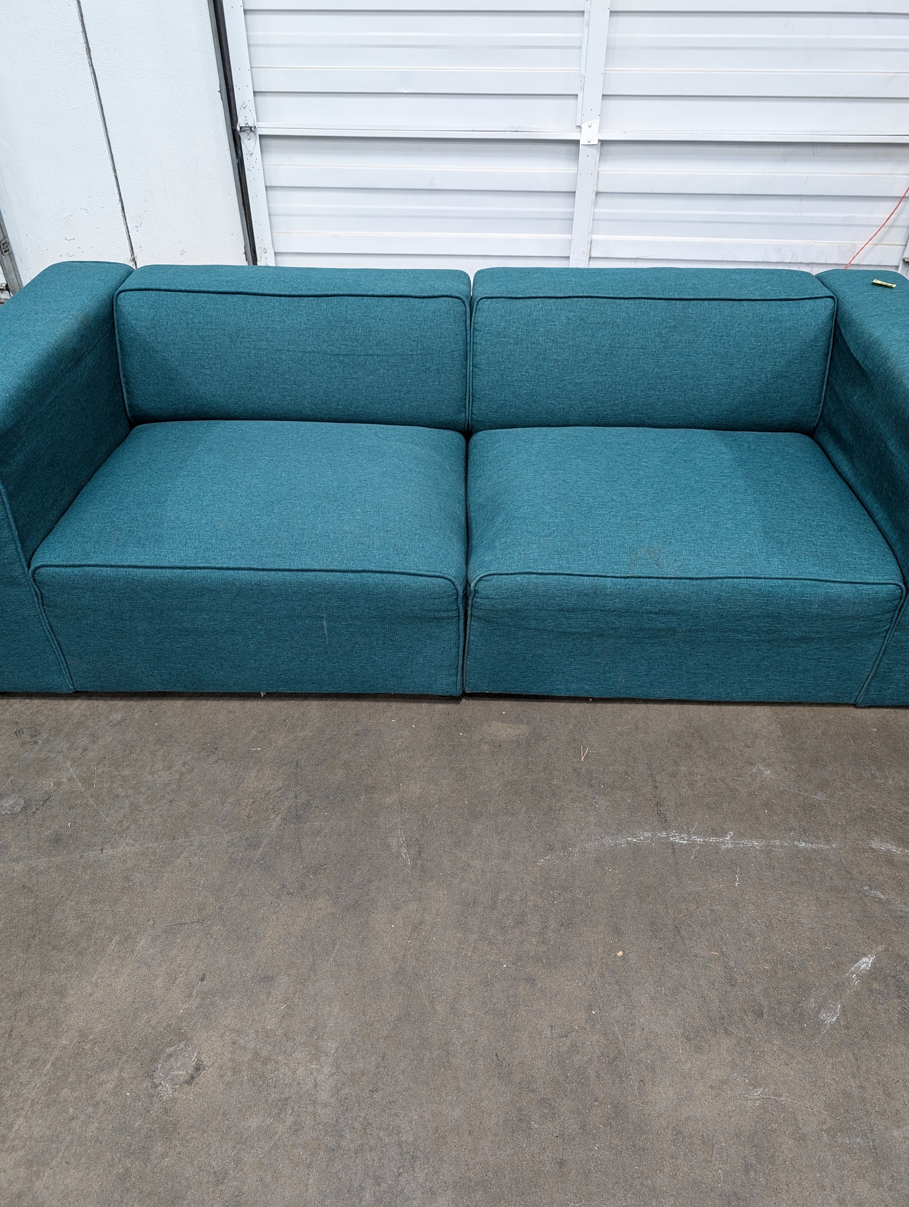 Vibrant Teal Fabric Two-Seater Sofa Section