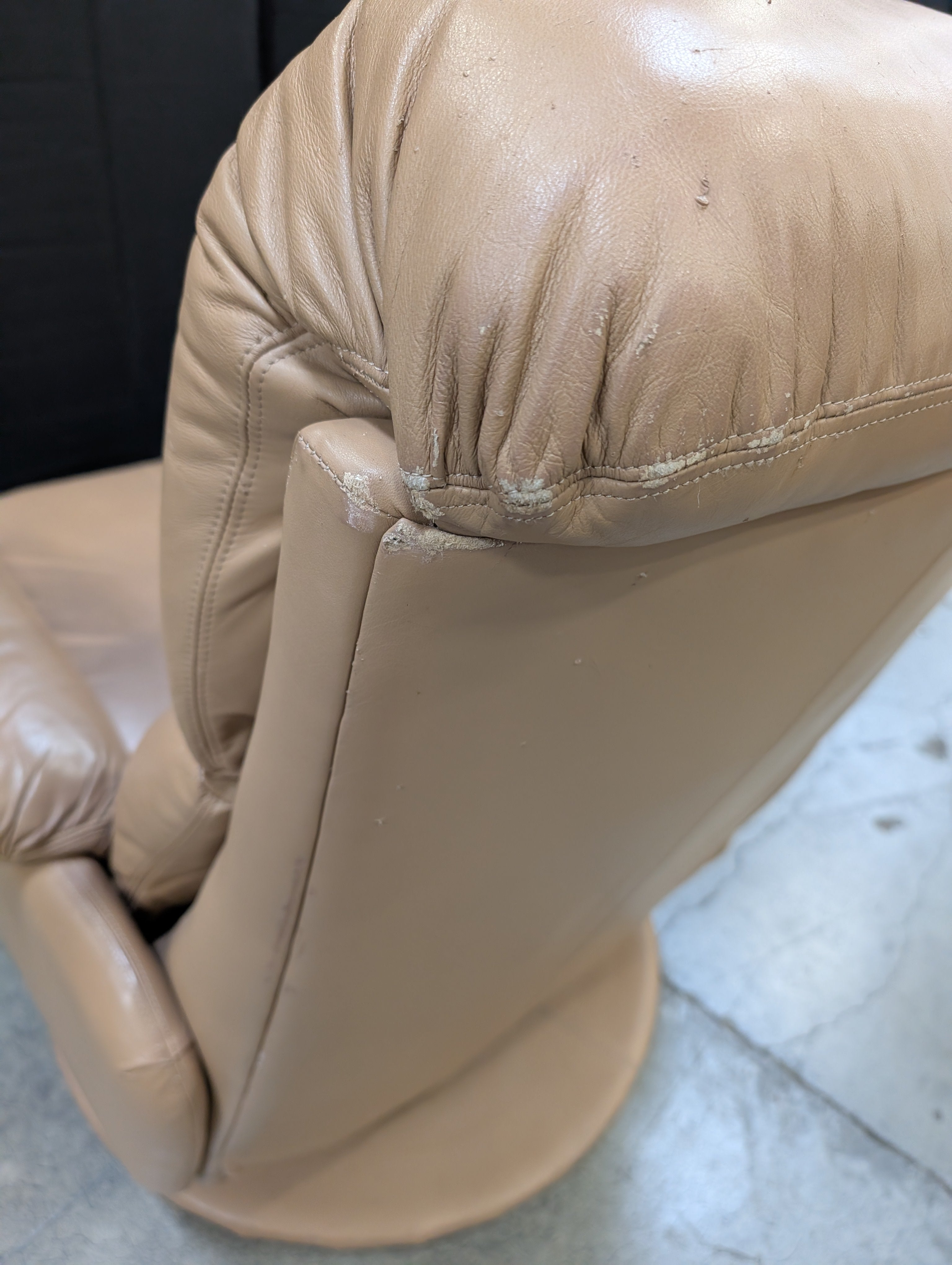 Used Plush Tan Upholstered Recliner Chair