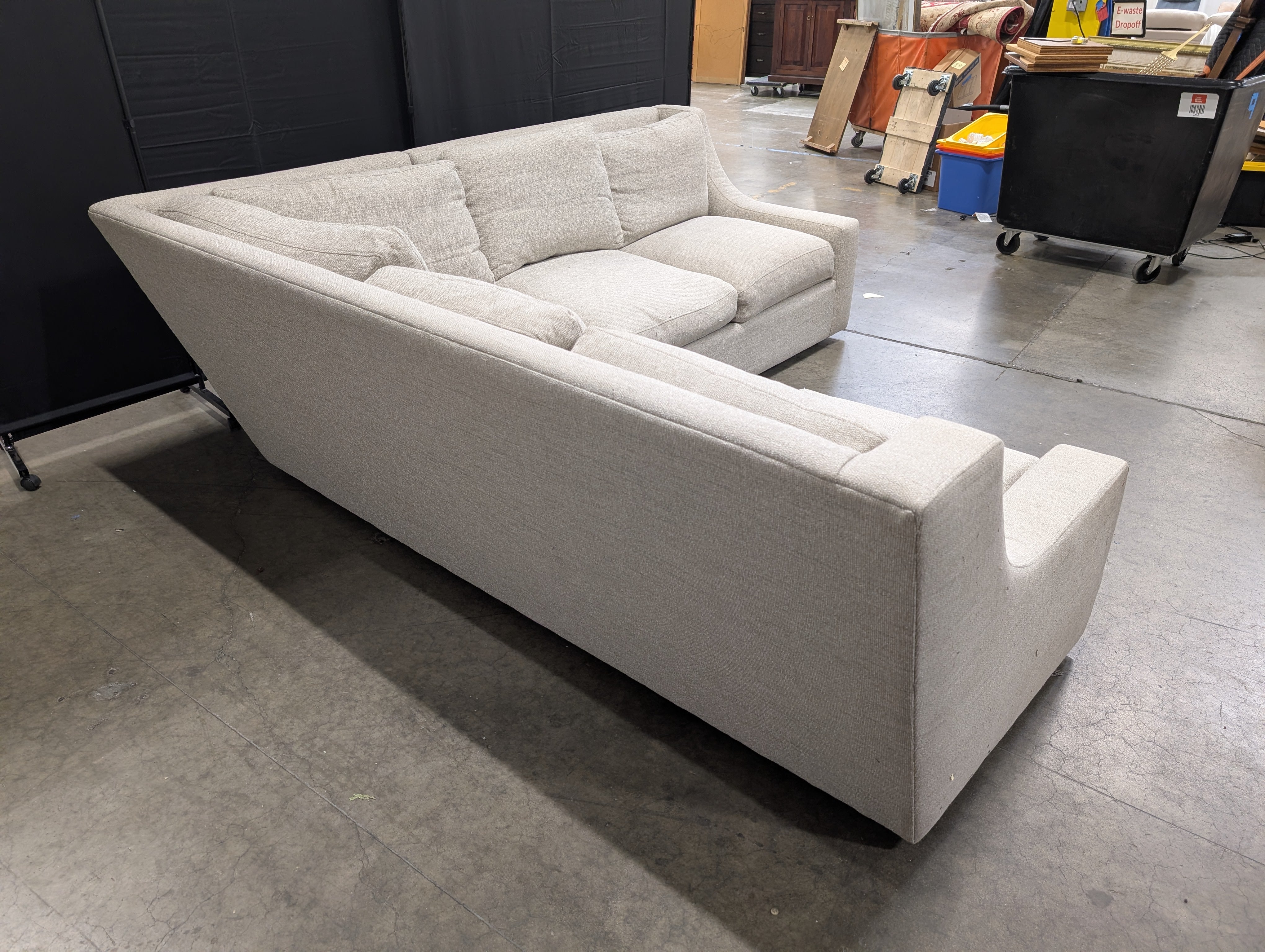 Light Gray Sectional Couch with Track Arms