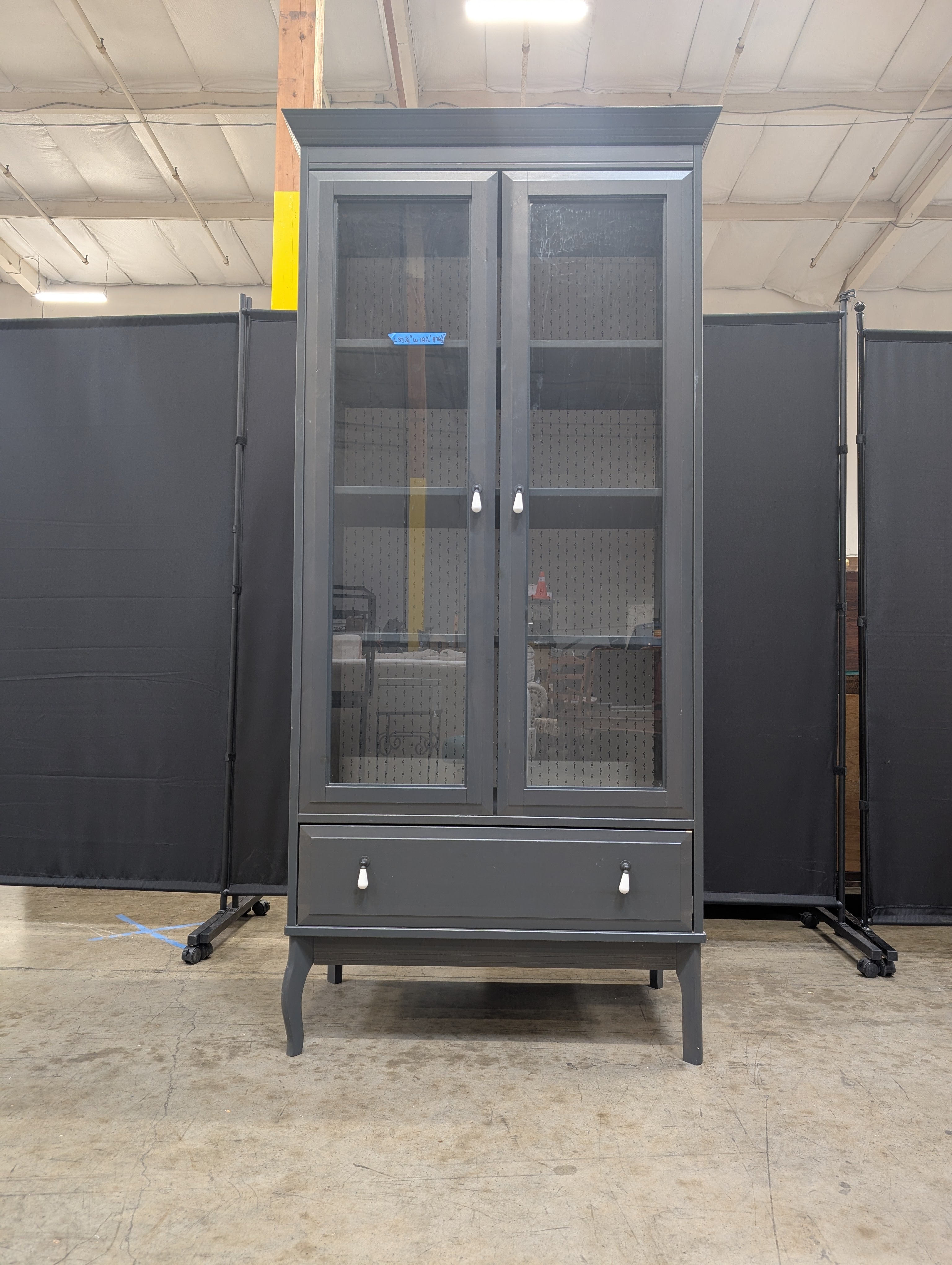 Modern Dark Grey Ikea Display Cabinet with Glass Doors