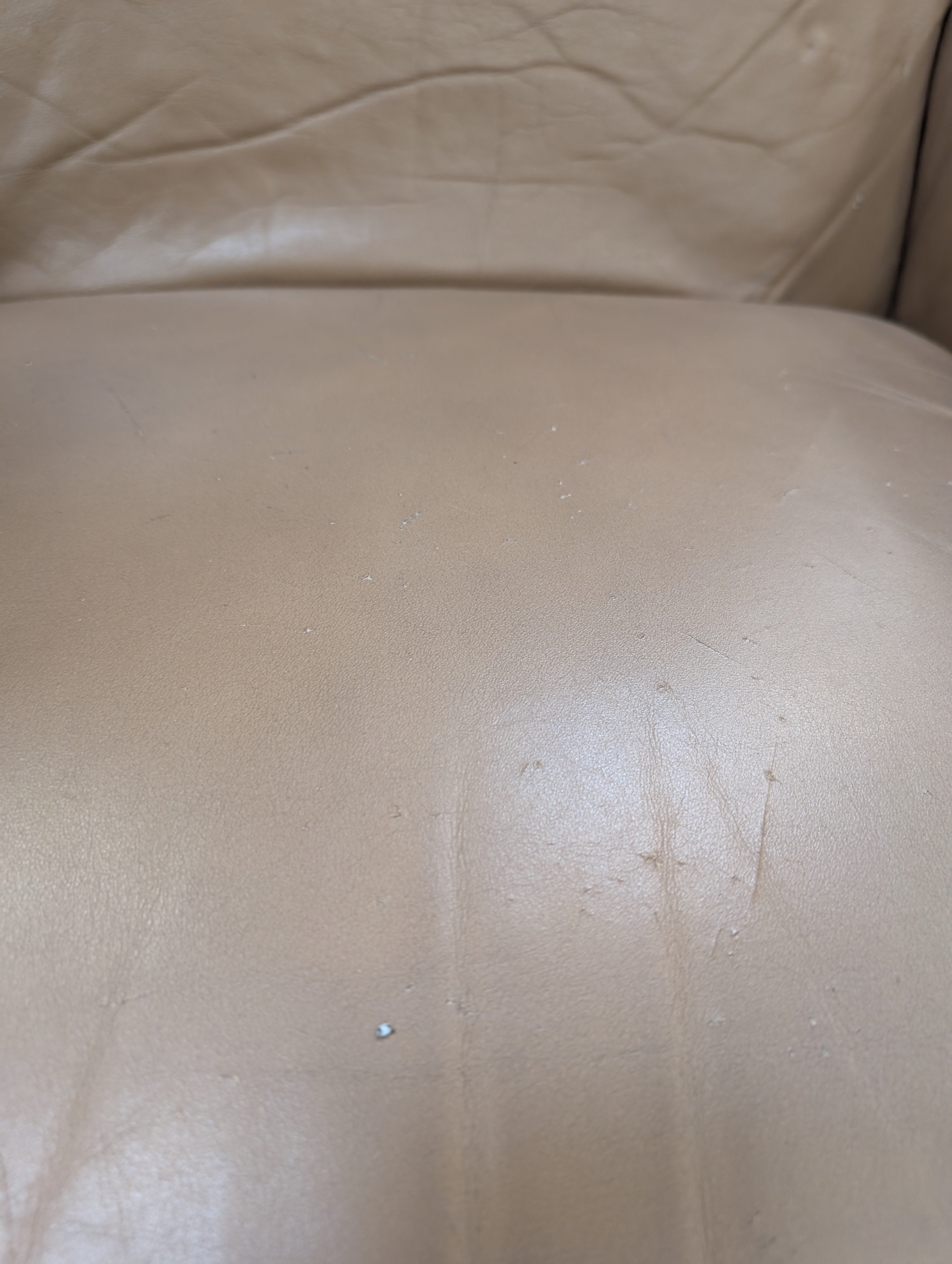 Used Plush Tan Upholstered Recliner Chair