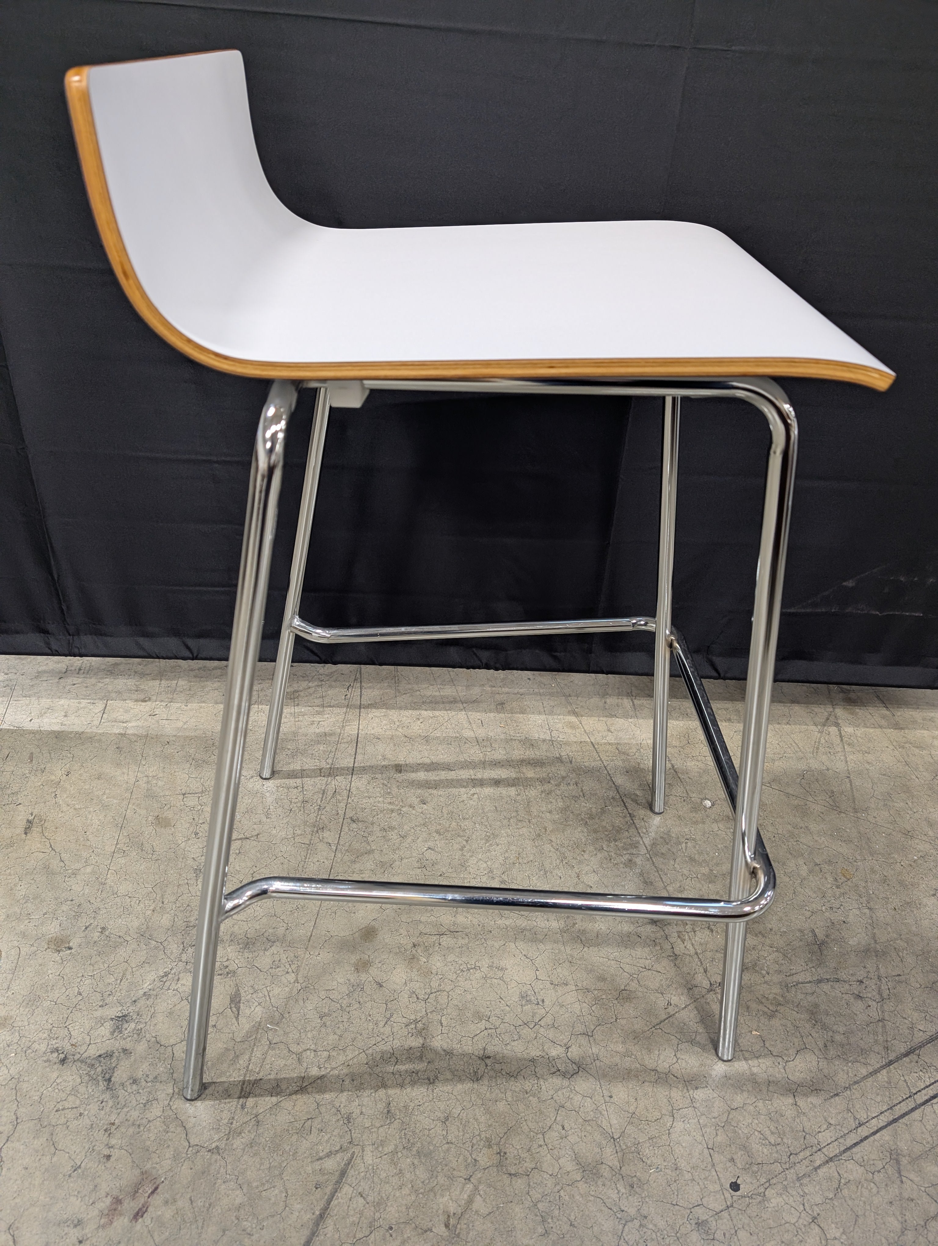 Modern White Counter Stool with Chrome Base