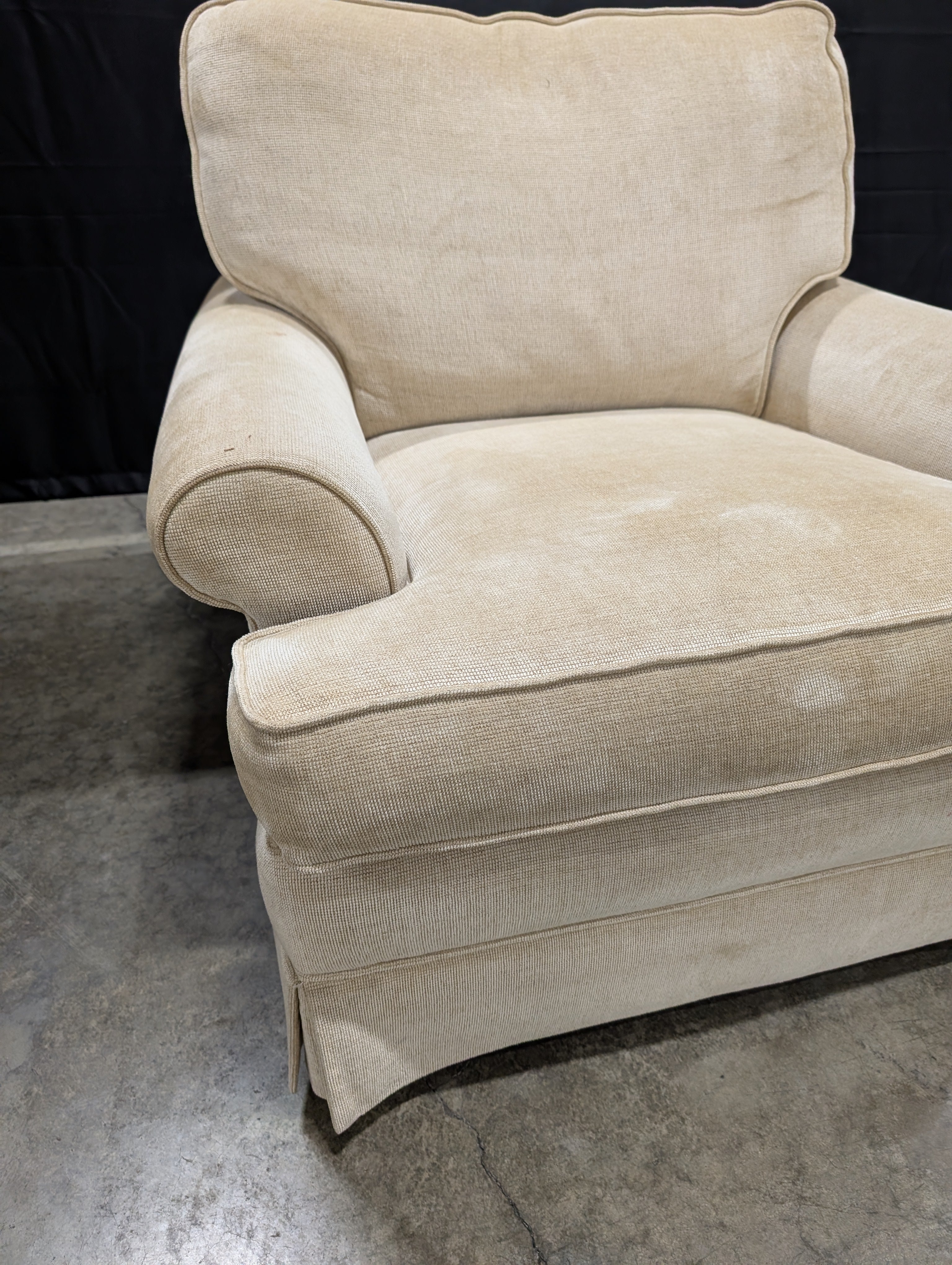 Neutral Beige Upholstered Rolled Arm Accent Chair